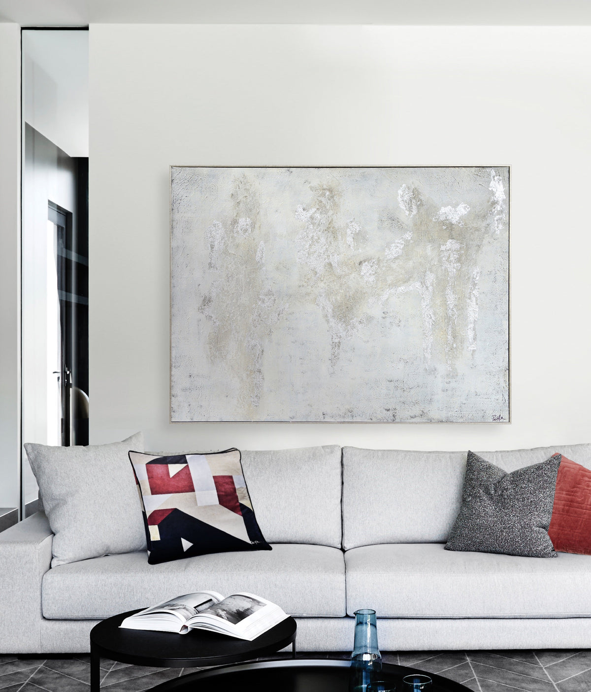 Devonshire 36" Wide Canvas Art, Silver-Canvas Prints-DECOROLALA