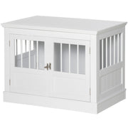 Meuble cage pour chien de 31" servant de table d’appoint à trois portes pour petits chiens, blanc
