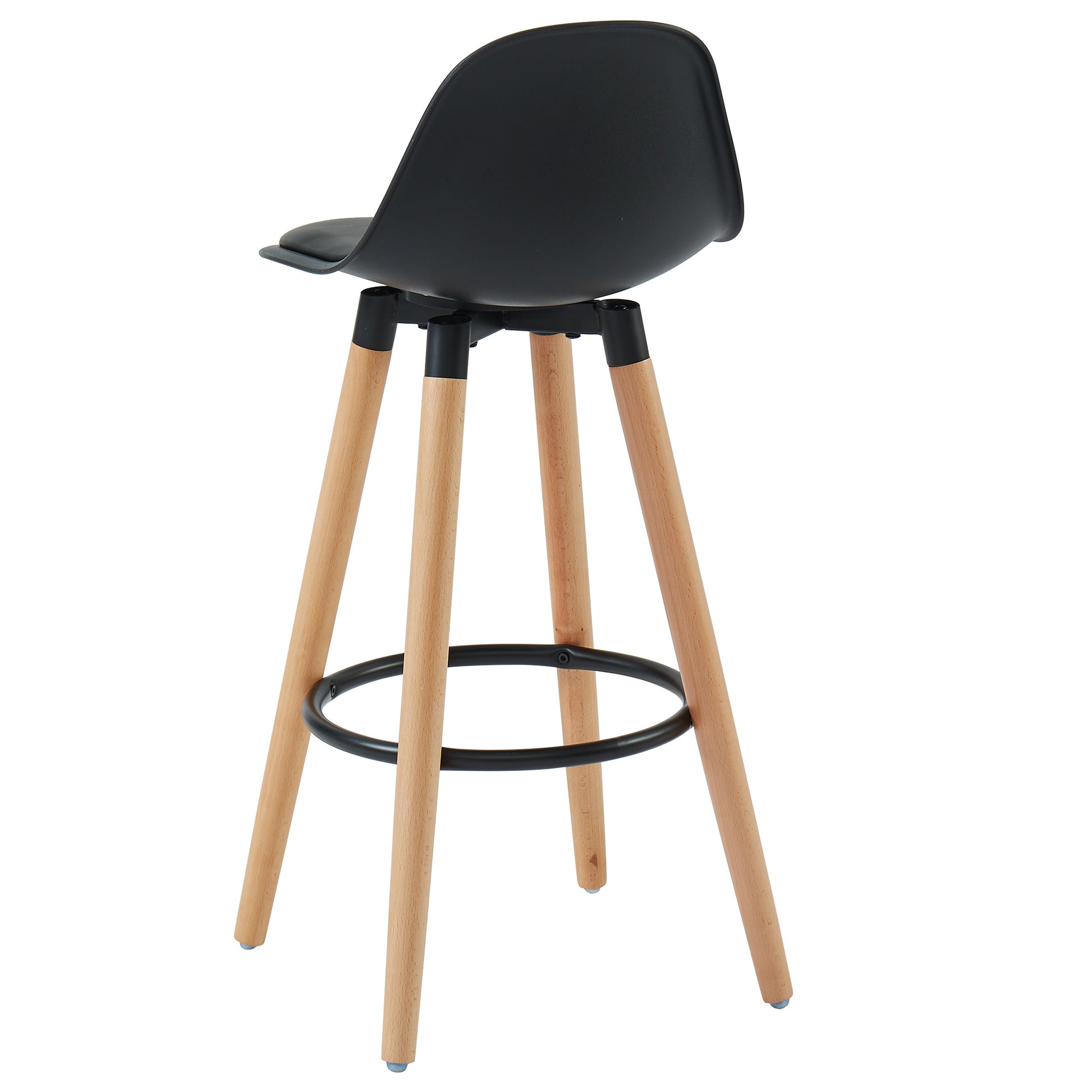 Diablo 26" Counter Stool - Black Faux Leather & Wood Legs-DECOROLALA