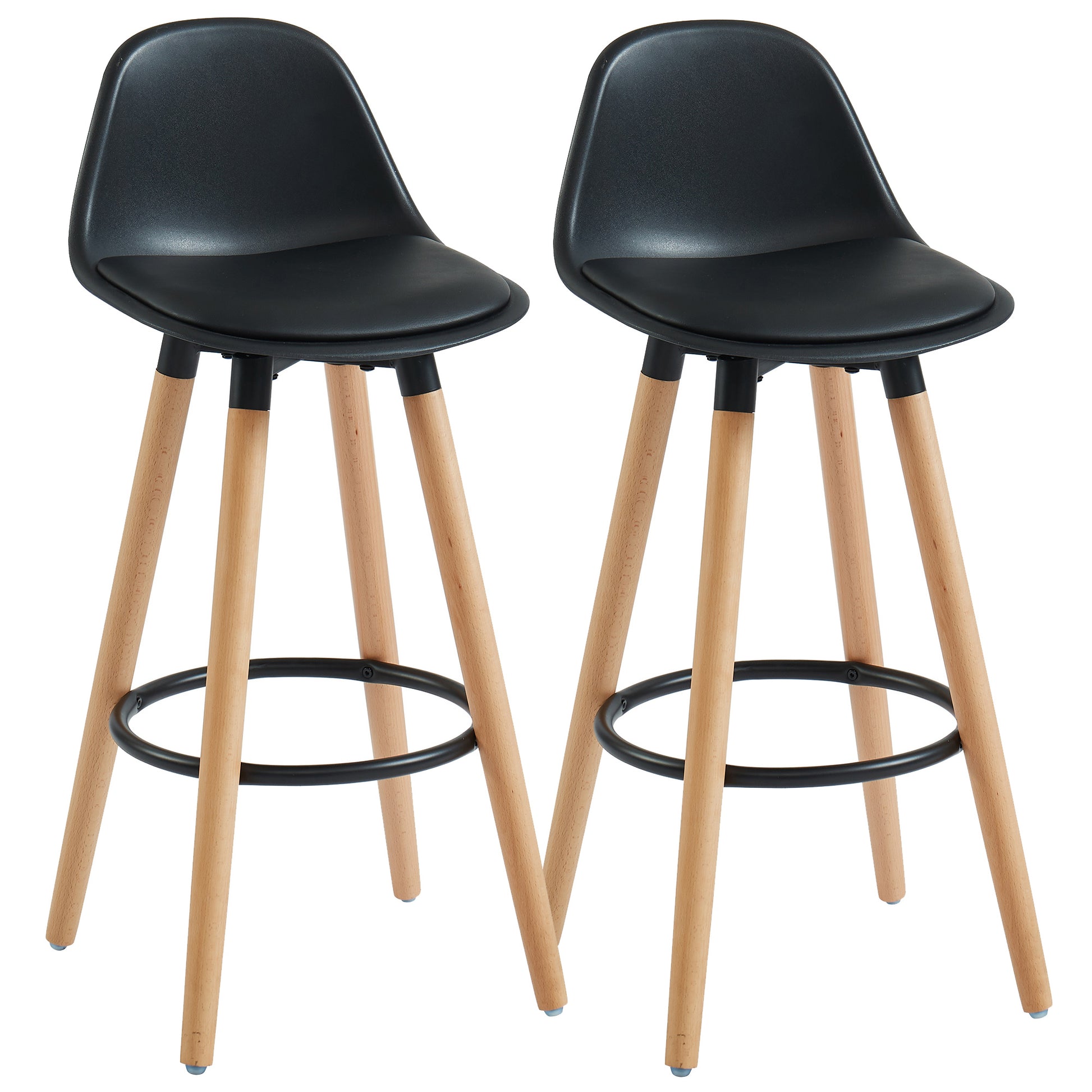 Diablo 26" Counter Stool - Black Faux Leather & Wood Legs-DECOROLALA