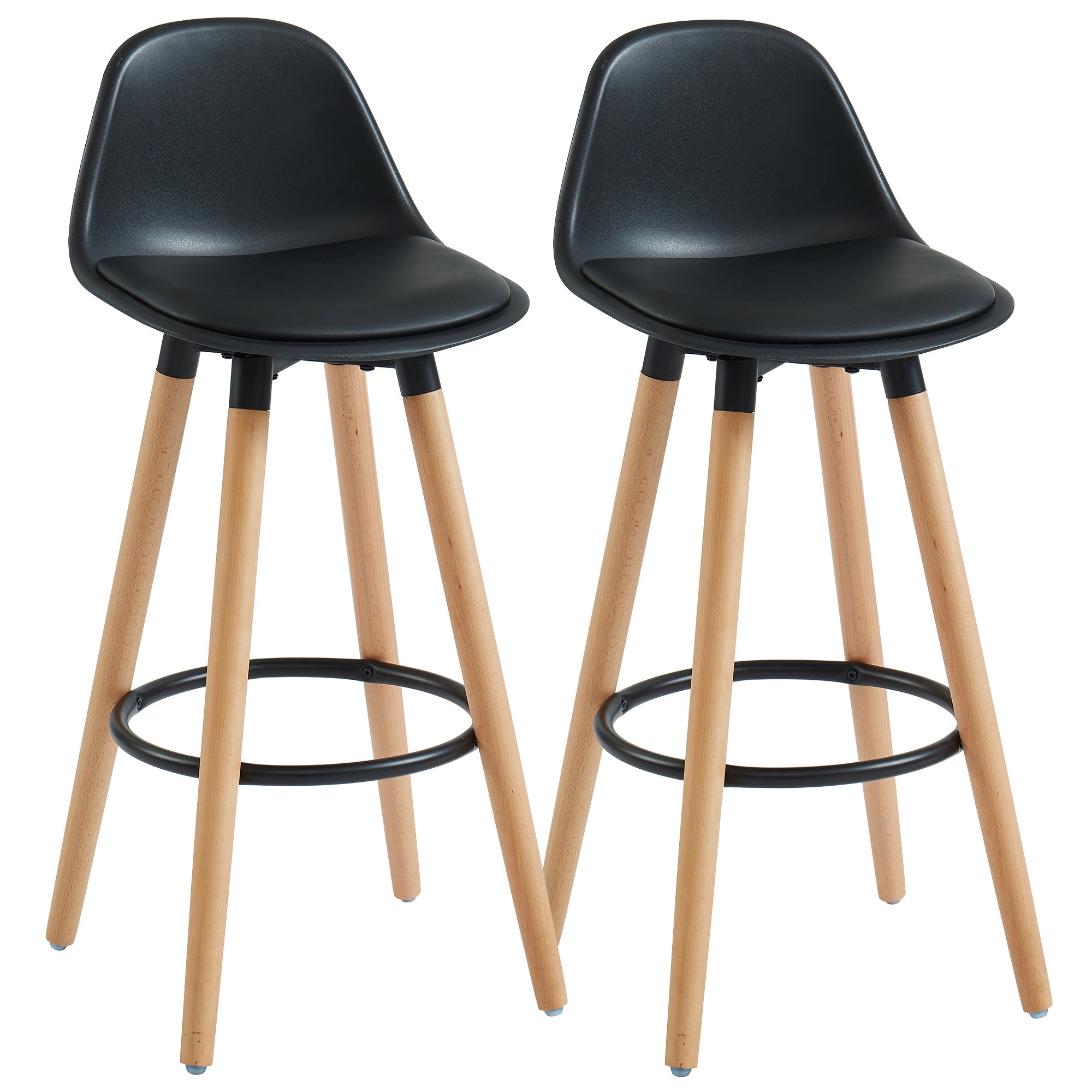 Diablo 26" Counter Stool - Black Faux Leather & Wood Legs-DECOROLALA