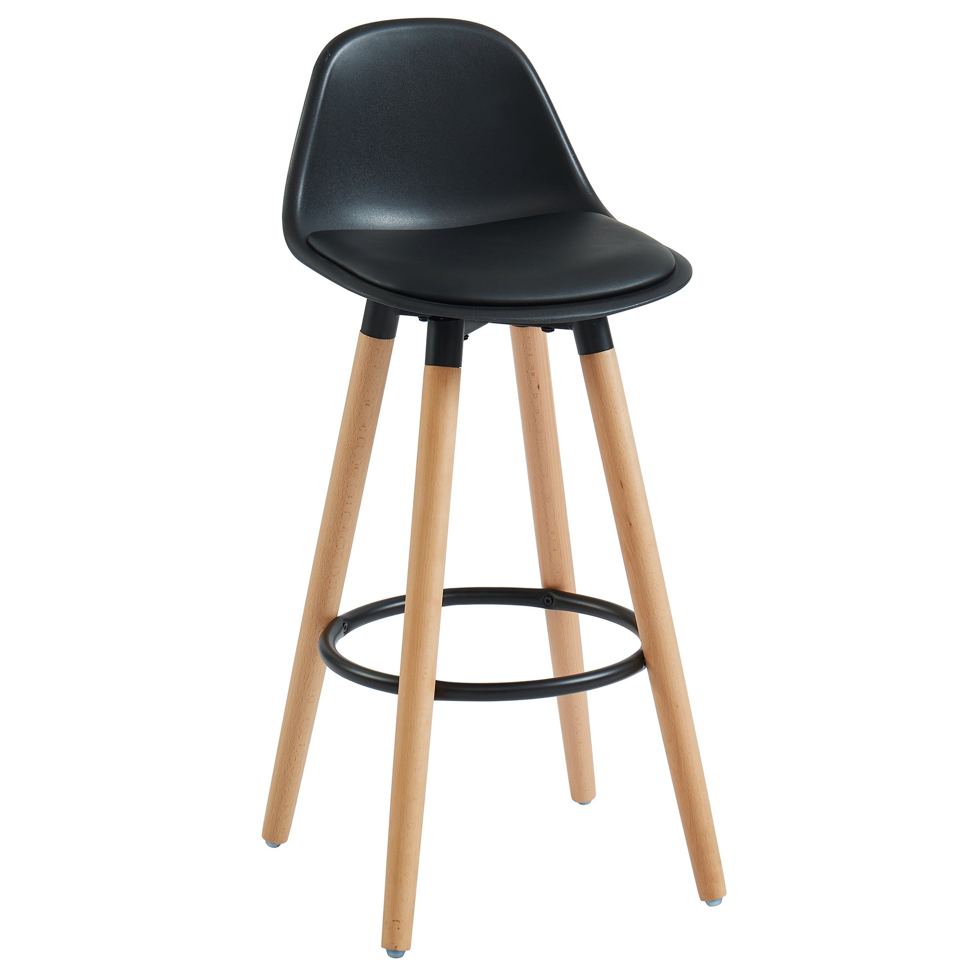 Diablo 26" Counter Stool - Black Faux Leather & Wood Legs-DECOROLALA