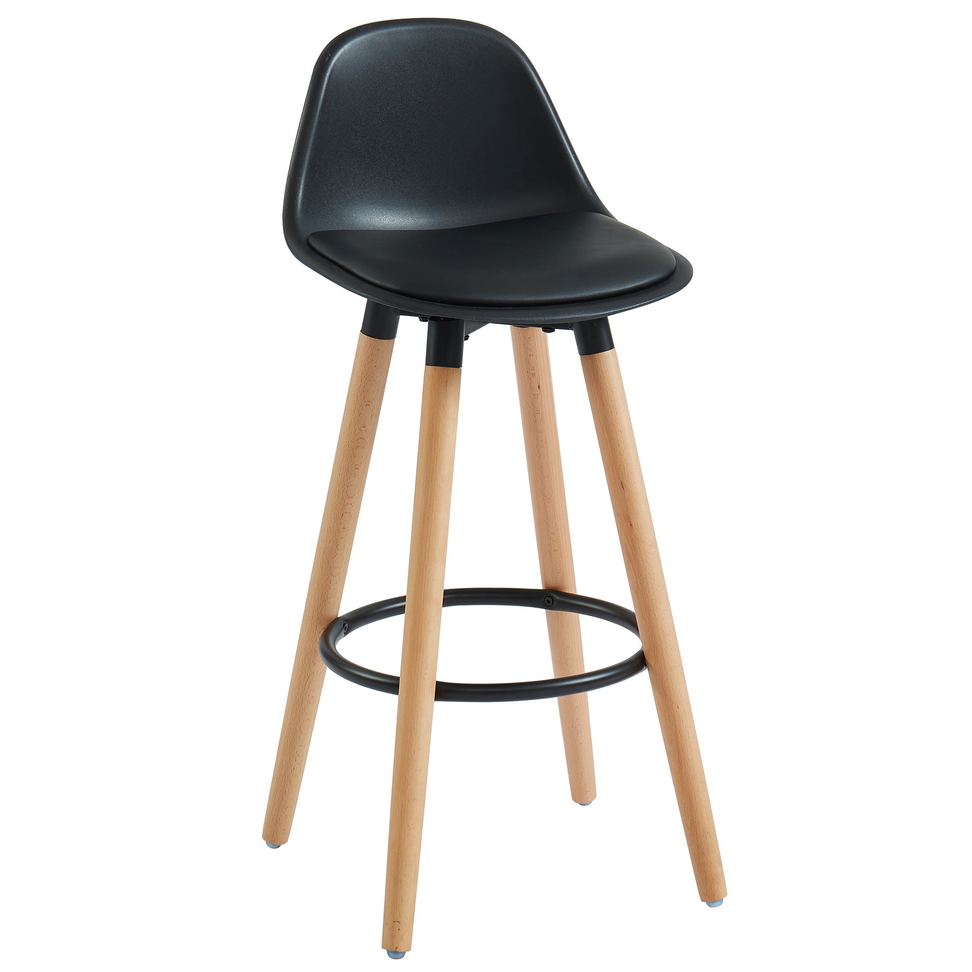 Diablo 26" Counter Stool - Black Faux Leather & Wood Legs-DECOROLALA