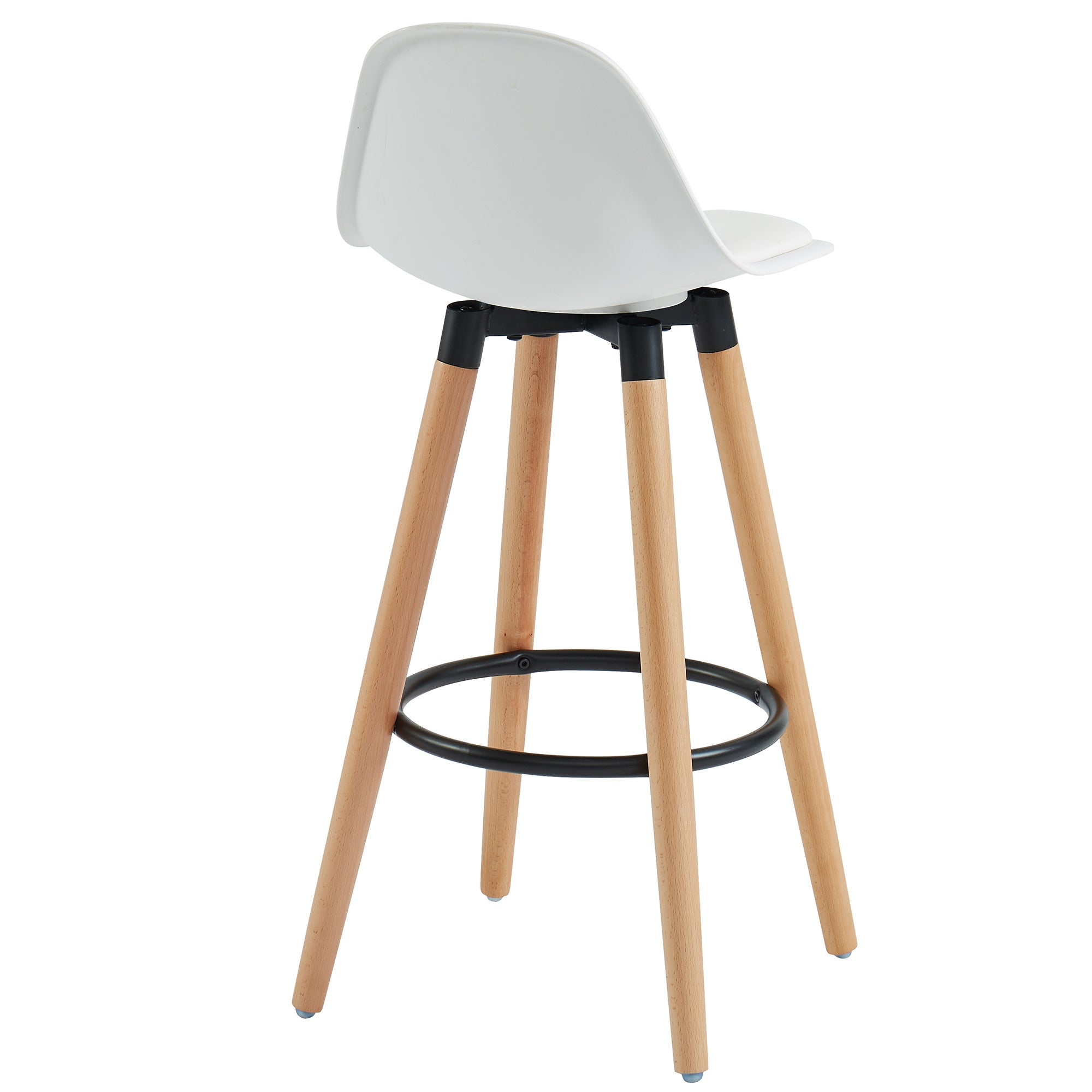 Diablo 26" Counter Stool - White Faux Leather and Wood-DECOROLALA