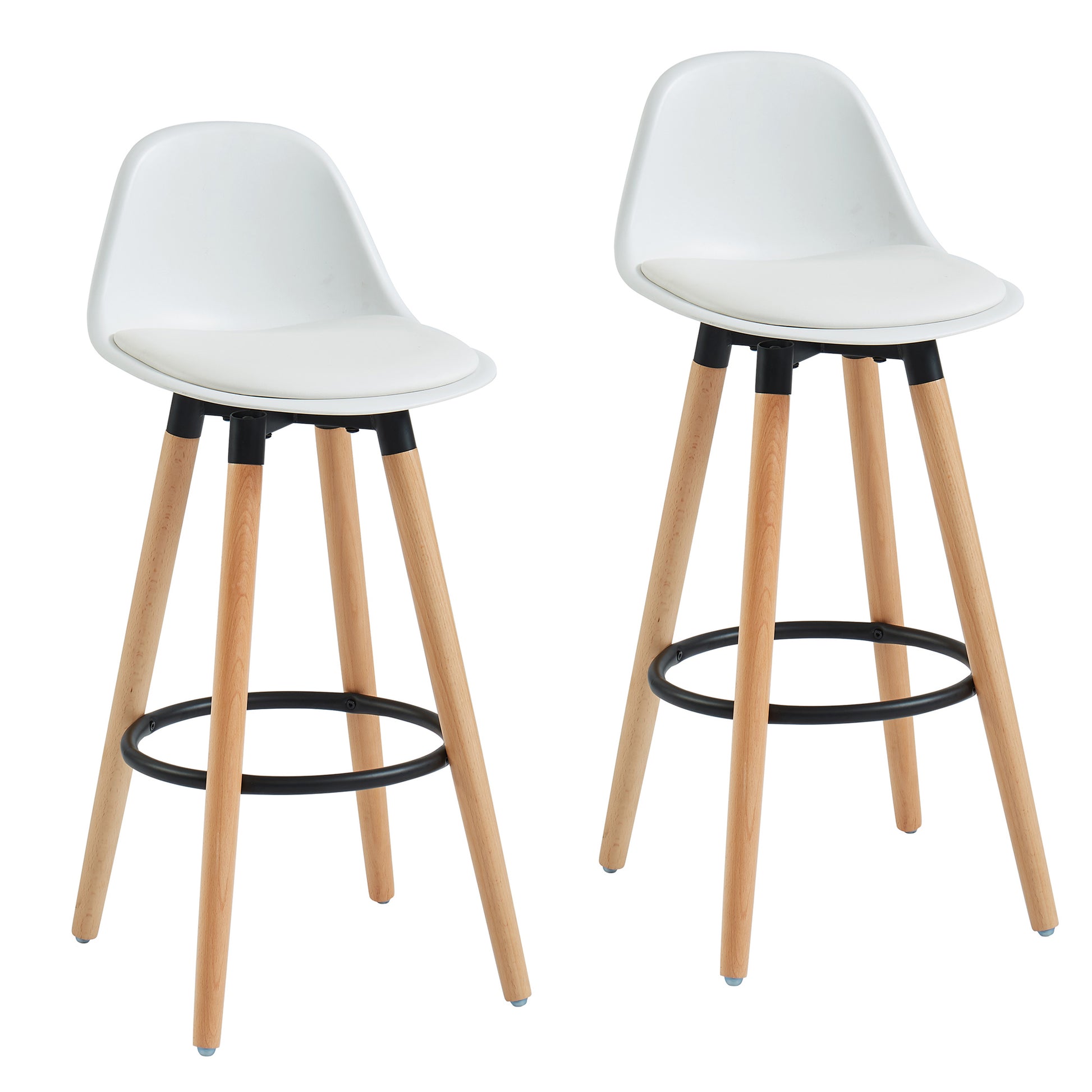 Diablo 26" Counter Stool - White Faux Leather and Wood-DECOROLALA
