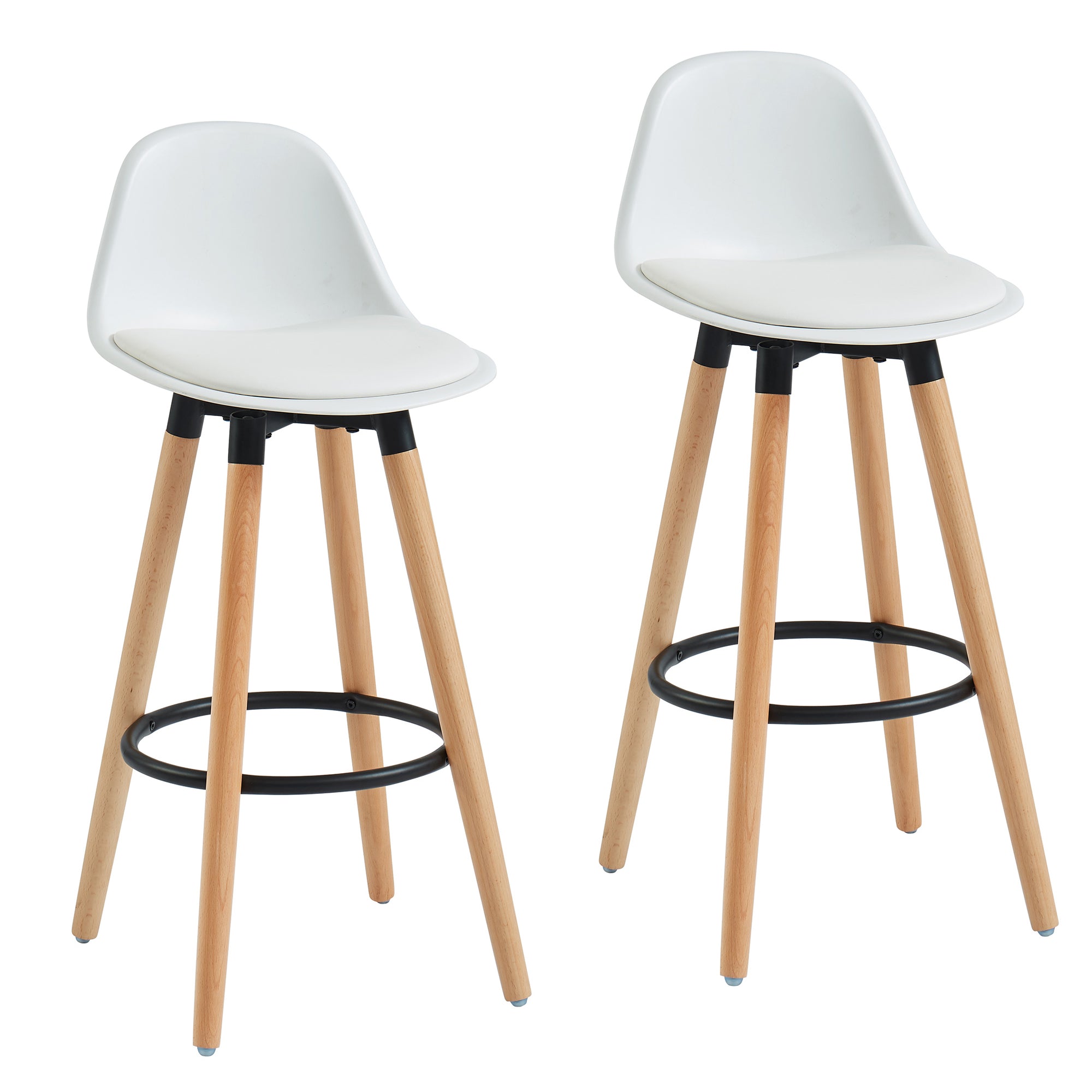Diablo 26" Counter Stool - White Faux Leather and Wood-DECOROLALA