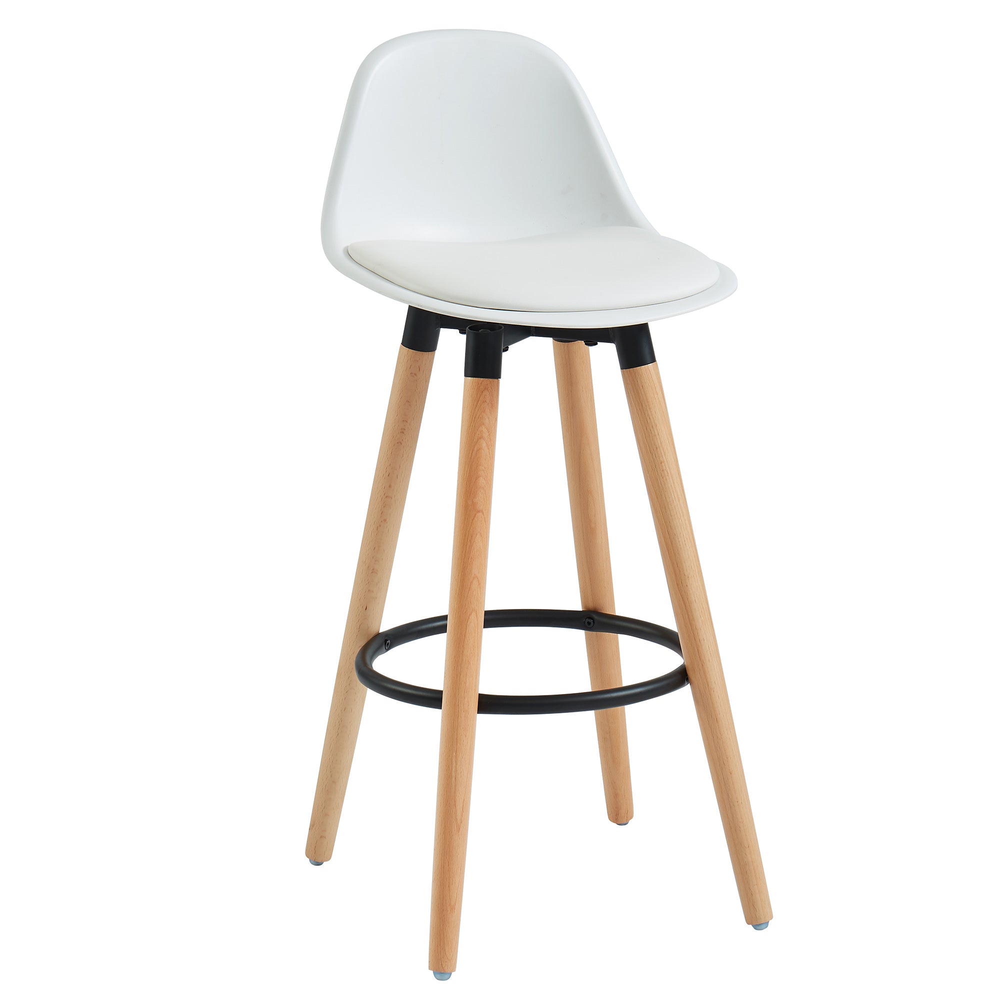 Diablo 26" Counter Stool - White Faux Leather and Wood-DECOROLALA