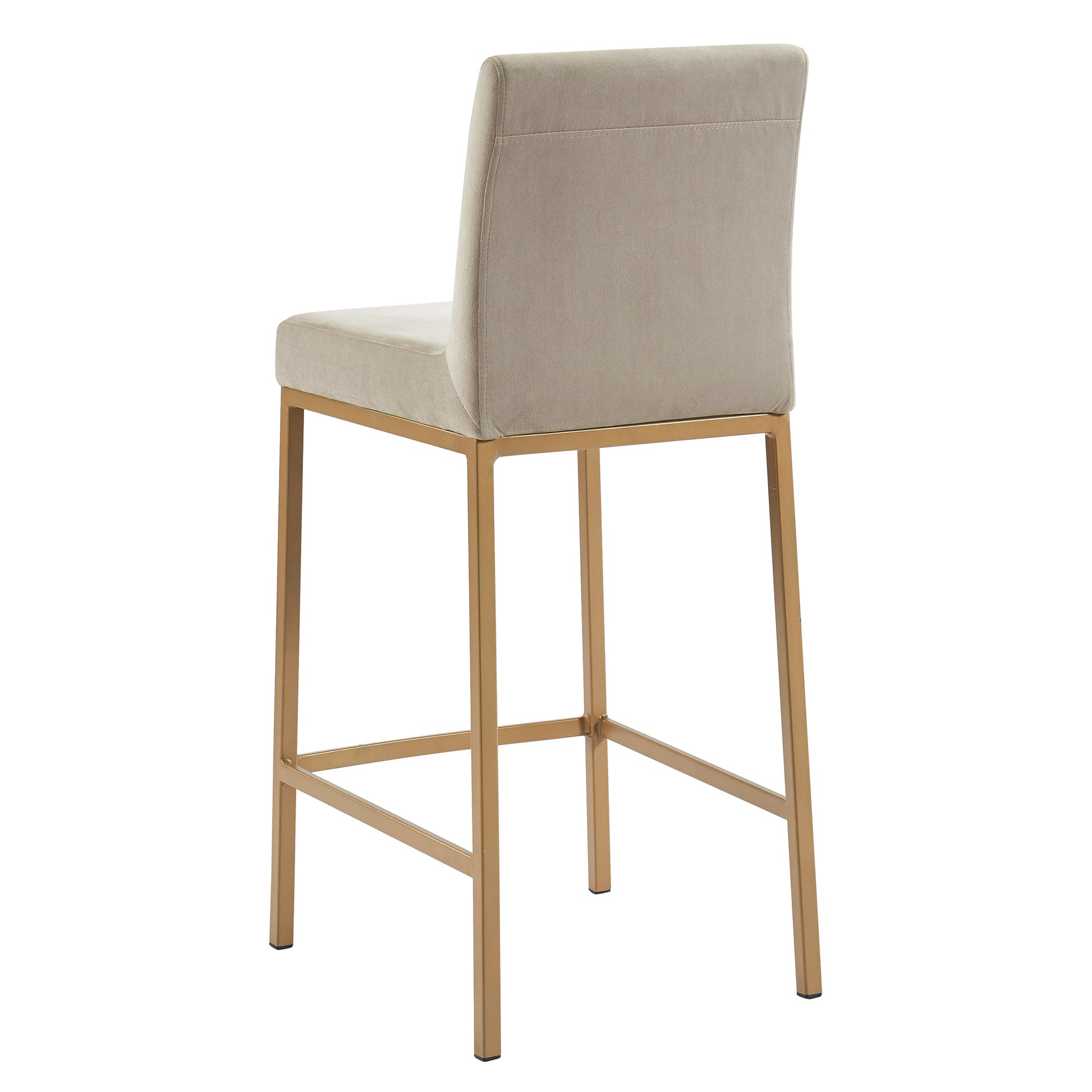 Diego Counter Stool - Beige Velvet and Aged Gold 26"-DECOROLALA