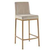 Diego Counter Stool - Beige Velvet and Aged Gold 26"-DECOROLALA