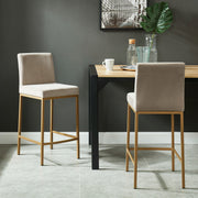 Diego Counter Stool - Beige Velvet and Aged Gold 26"-DECOROLALA