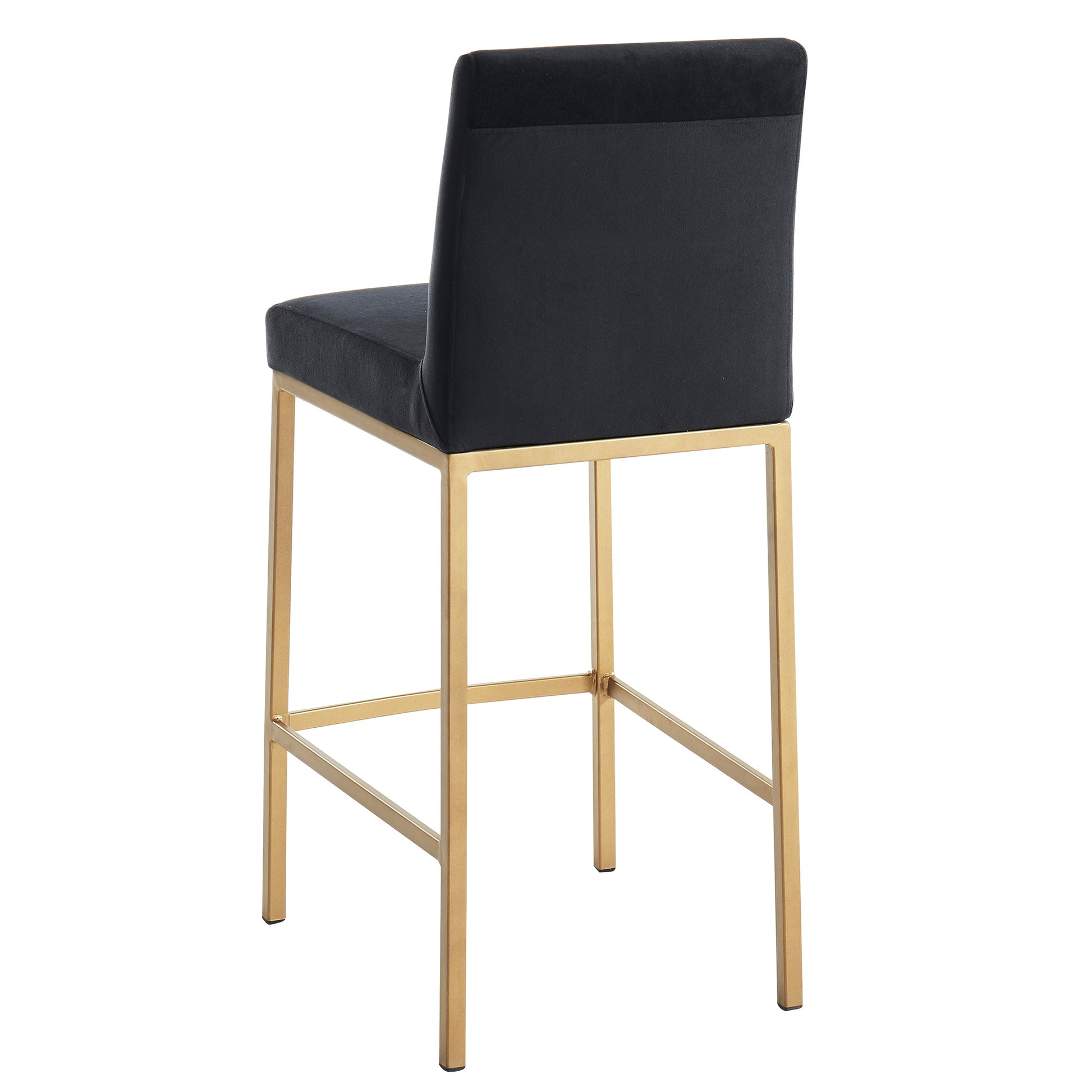 Diego Counter Stool - Black Velvet and Aged Gold 26"-DECOROLALA