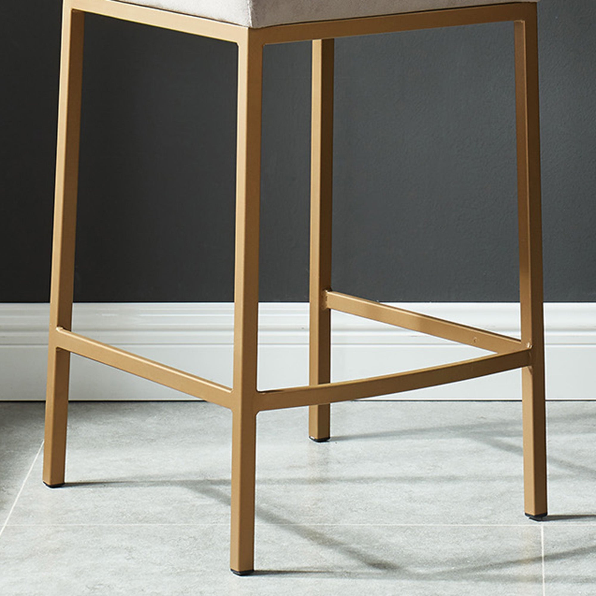 Diego Counter Stool - Grey Velvet and Aged Gold 26"-DECOROLALA