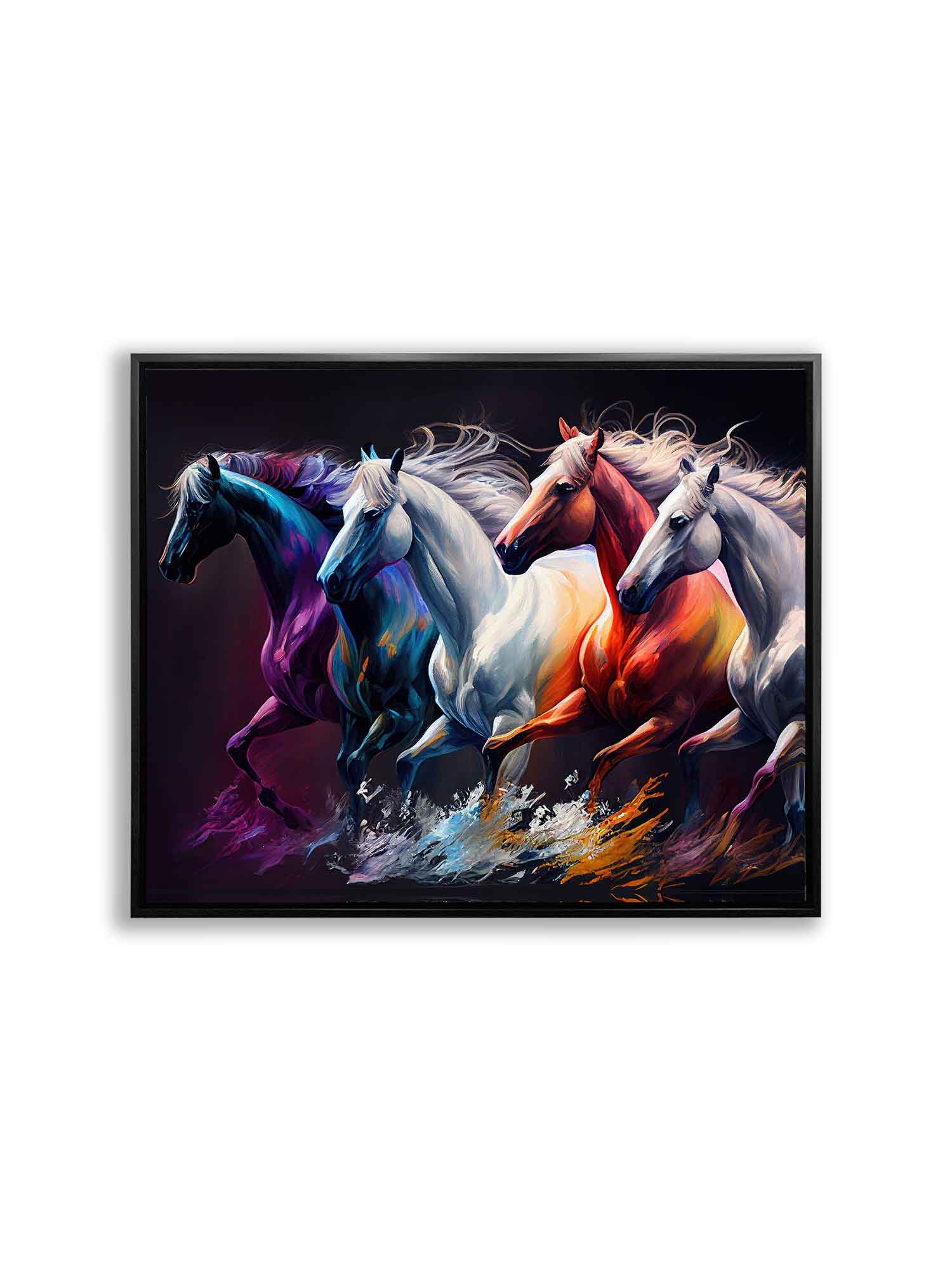 Digitally Painted 4 Horses Canvas Wall Art 48x36-Wall Art-DECOROLALA