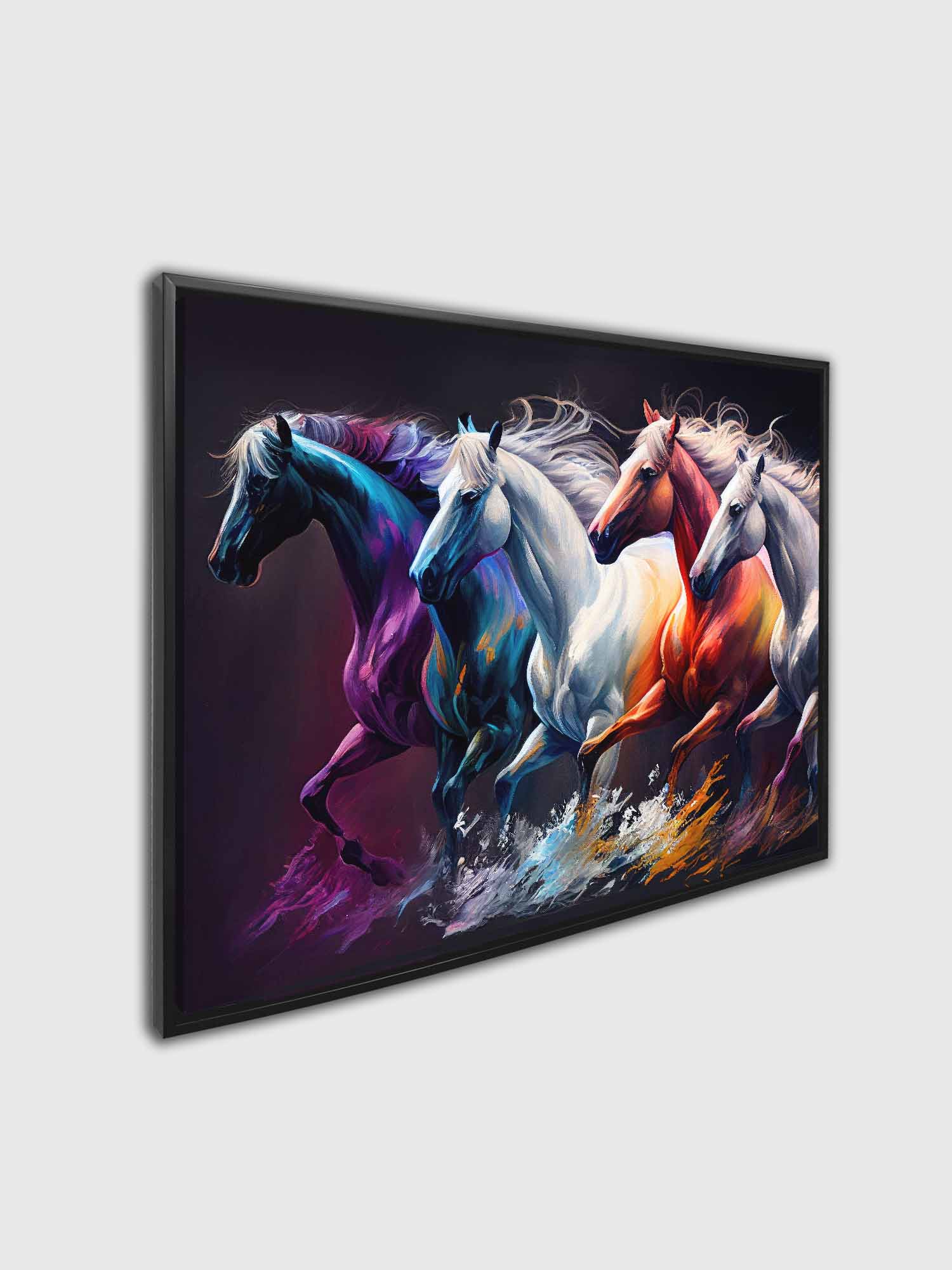 Digitally Painted 4 Horses Canvas Wall Art 48x36-Wall Art-DECOROLALA