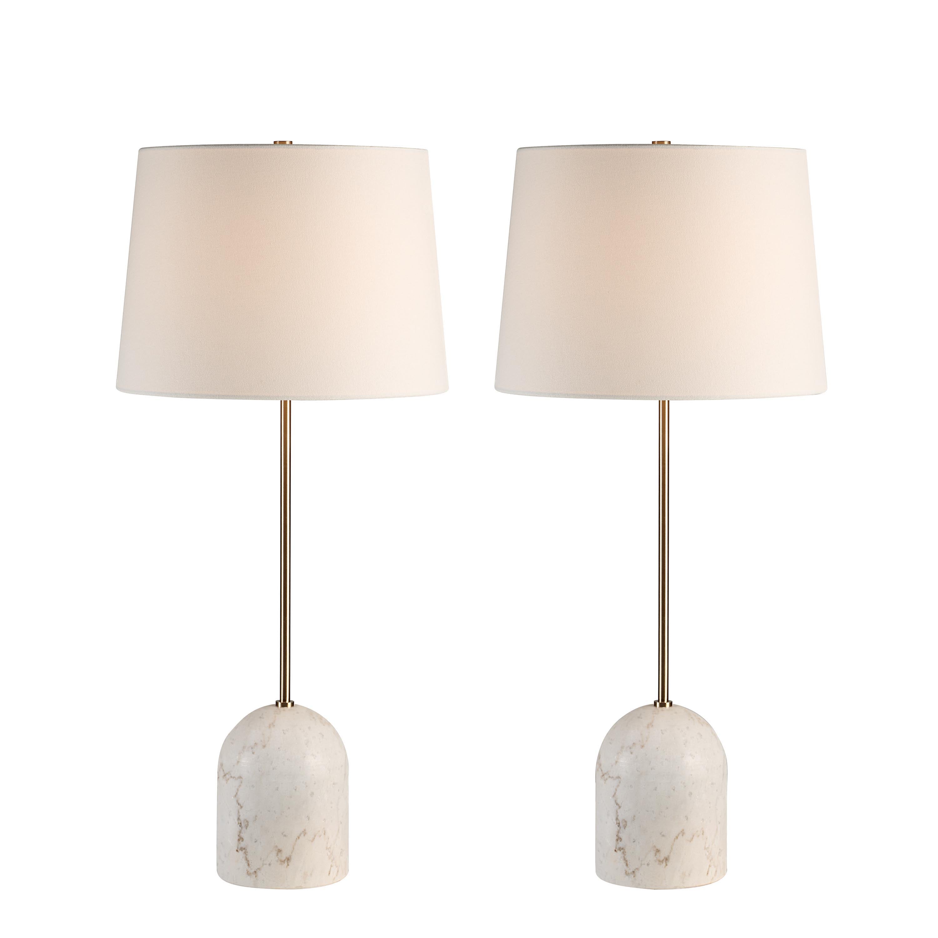 Dili 31" Marble Table Lamp Set, White-Table Lamp-DECOROLALA