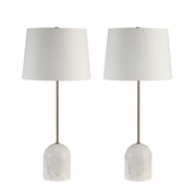 Dili 31" Marble Table Lamp Set, White-Table Lamp-DECOROLALA