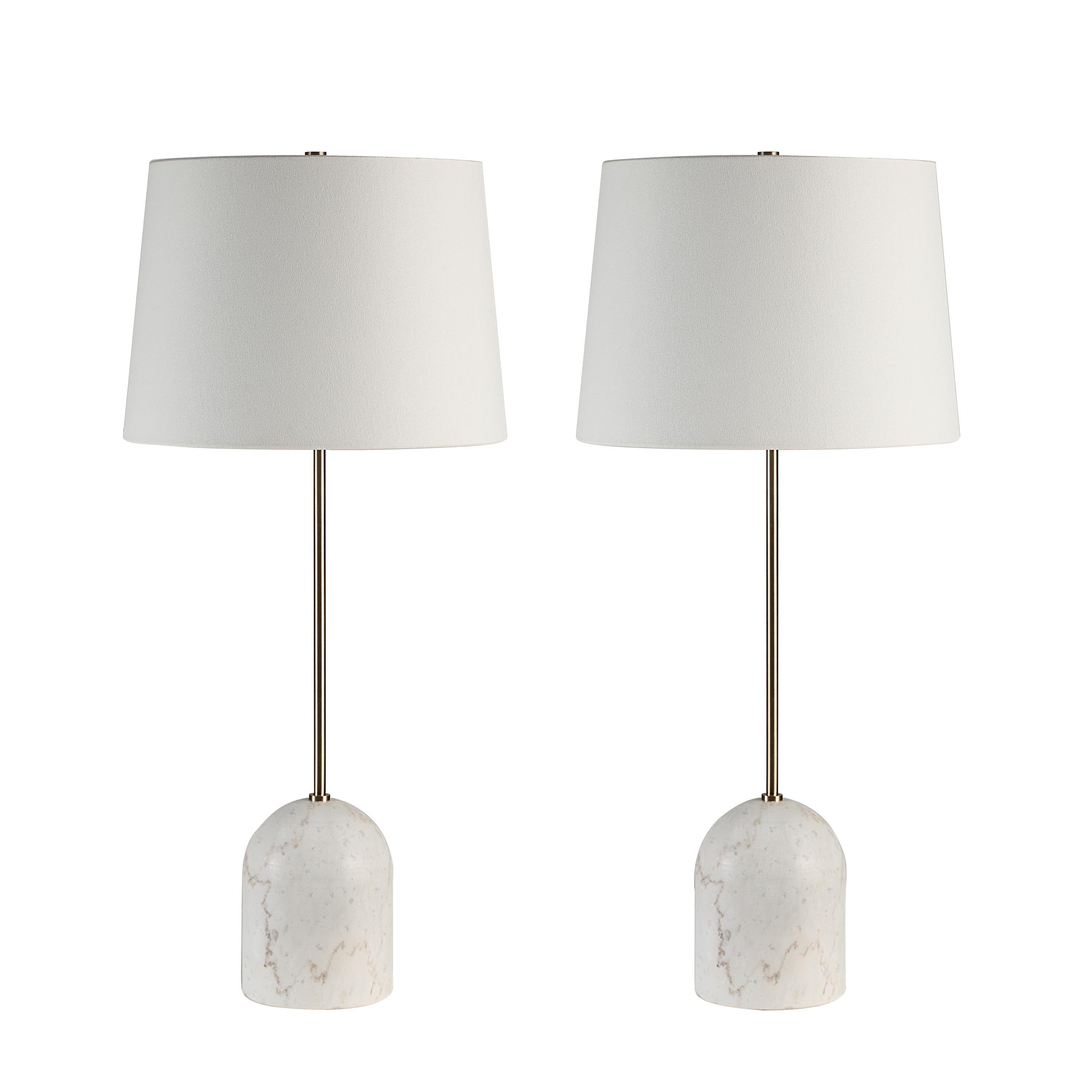 Dili 31" Marble Table Lamp Set, White-Table Lamp-DECOROLALA