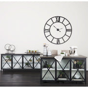 Dimitra 62.0L x 32.0W x 36.0H Dark Iron W/Glass Doors Kitchen Island-Kitchen Islands-DECOROLALA