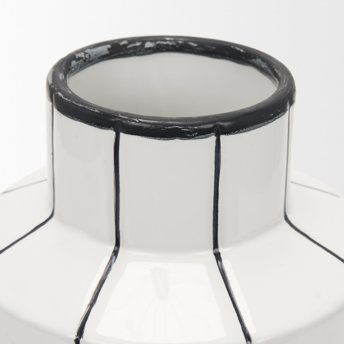 Dinah Small White w/ Black Stripes Ceramic Vase-Vase-DECOROLALA