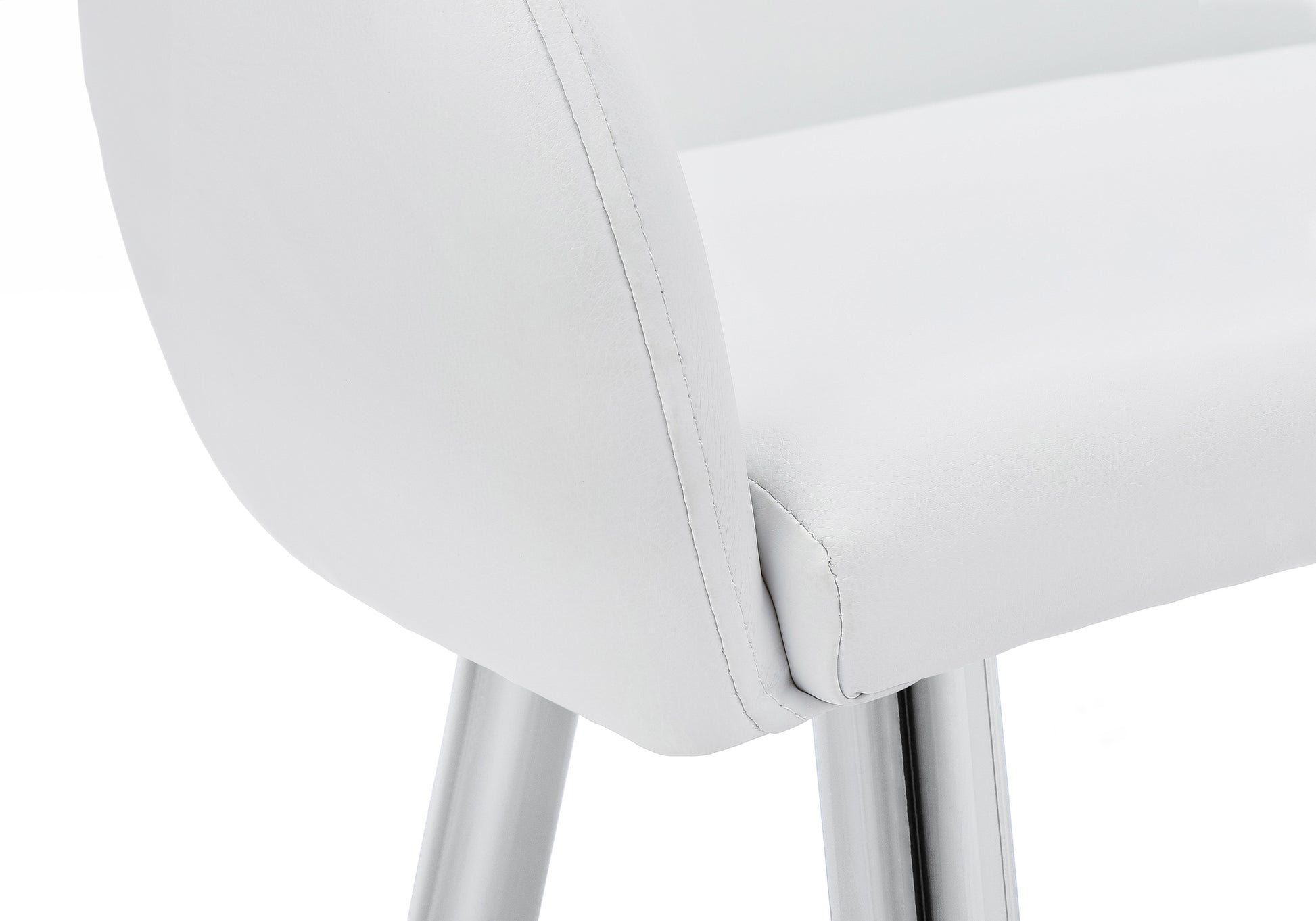 Dining Chair - 2pcs / 33"H / White Leather-Look / Chrome-Dining Chair-DECOROLALA