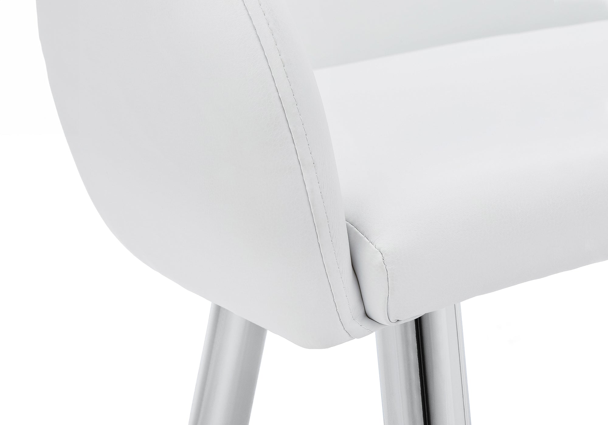 Dining Chair - 2pcs / 33"H / White Leather-Look / Chrome-Dining Chair-DECOROLALA