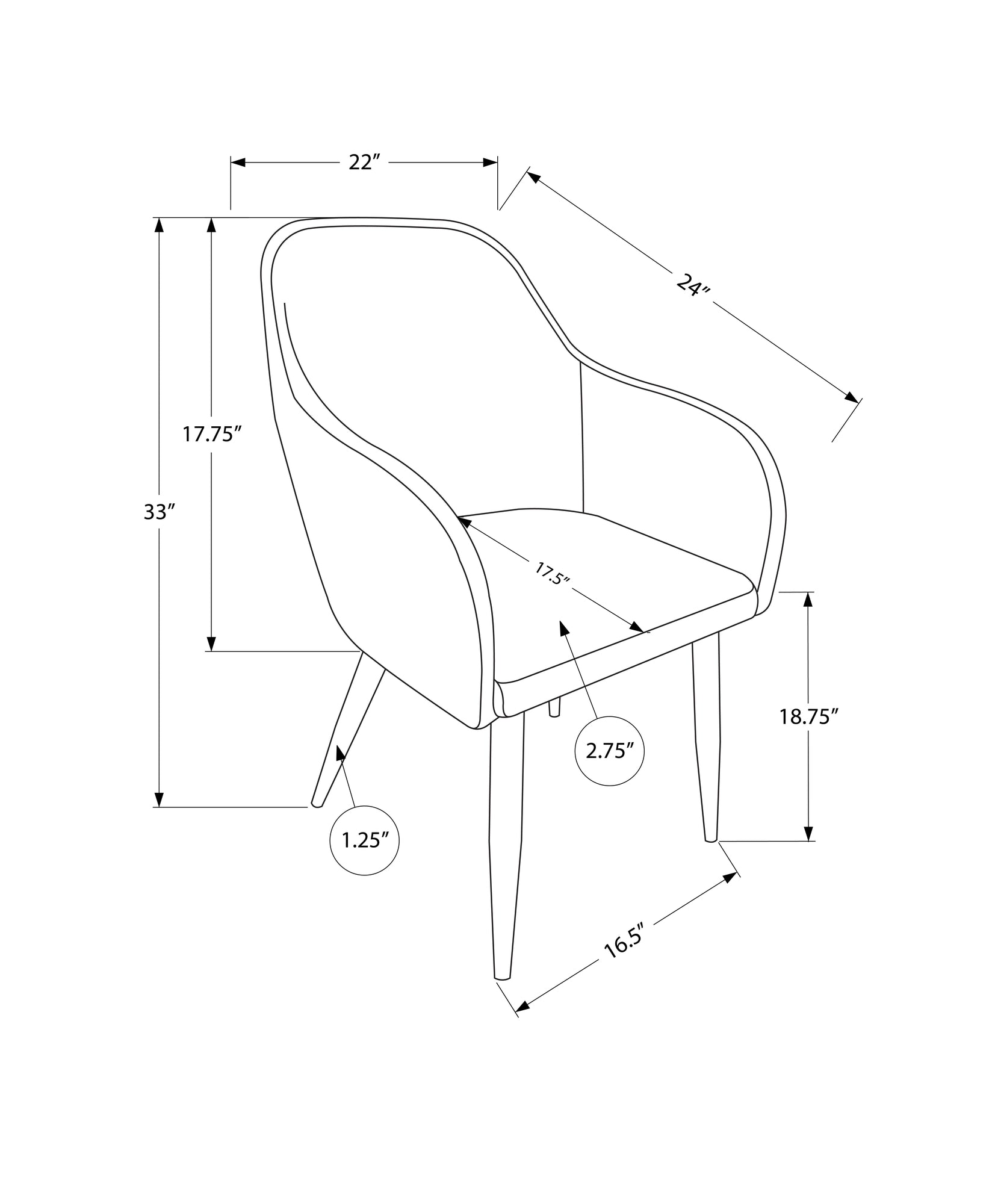 Dining Chair - 2pcs / 33"H / White Leather-Look / Chrome-Dining Chair-DECOROLALA