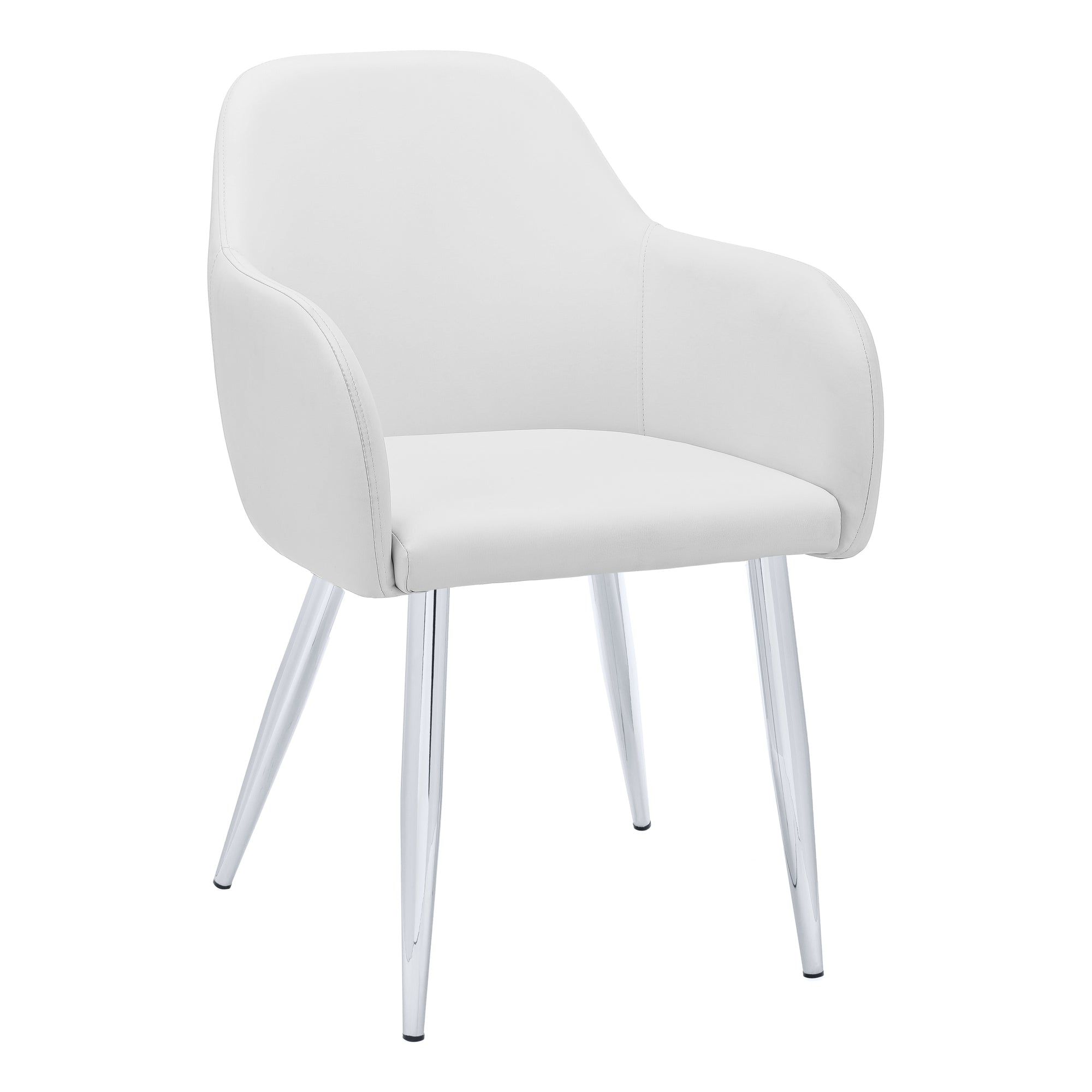 Dining Chair - 2pcs / 33"H / White Leather-Look / Chrome-Dining Chair-DECOROLALA
