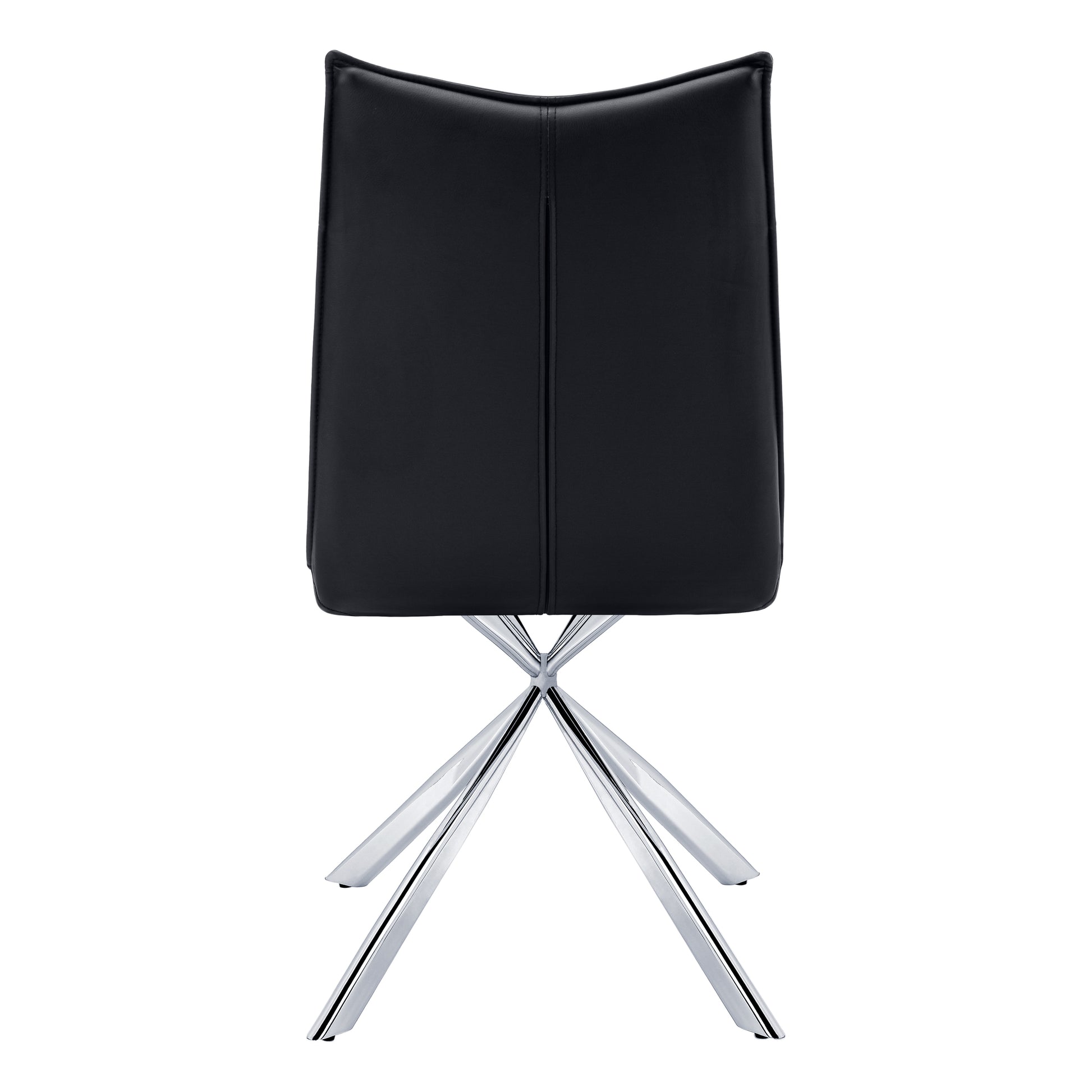 Dining Chair - 2pcs / 36"H / Black Leather-Look / Chrome-Dining Chair-DECOROLALA