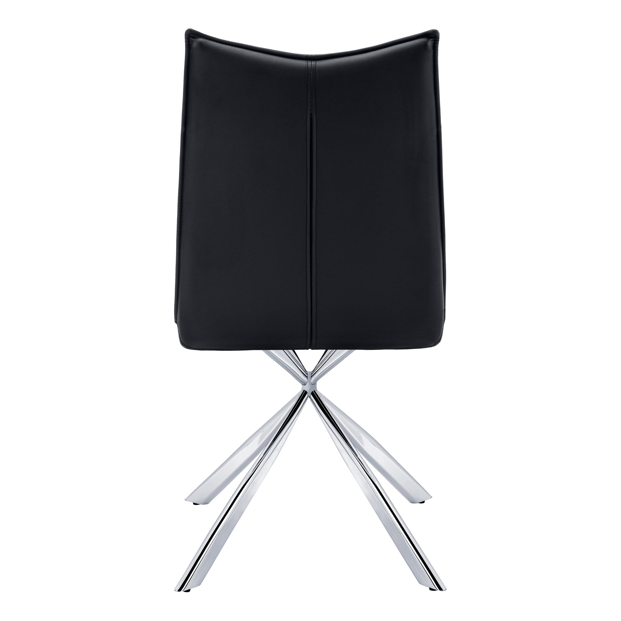 Dining Chair - 2pcs / 36"H / Black Leather-Look / Chrome-Dining Chair-DECOROLALA
