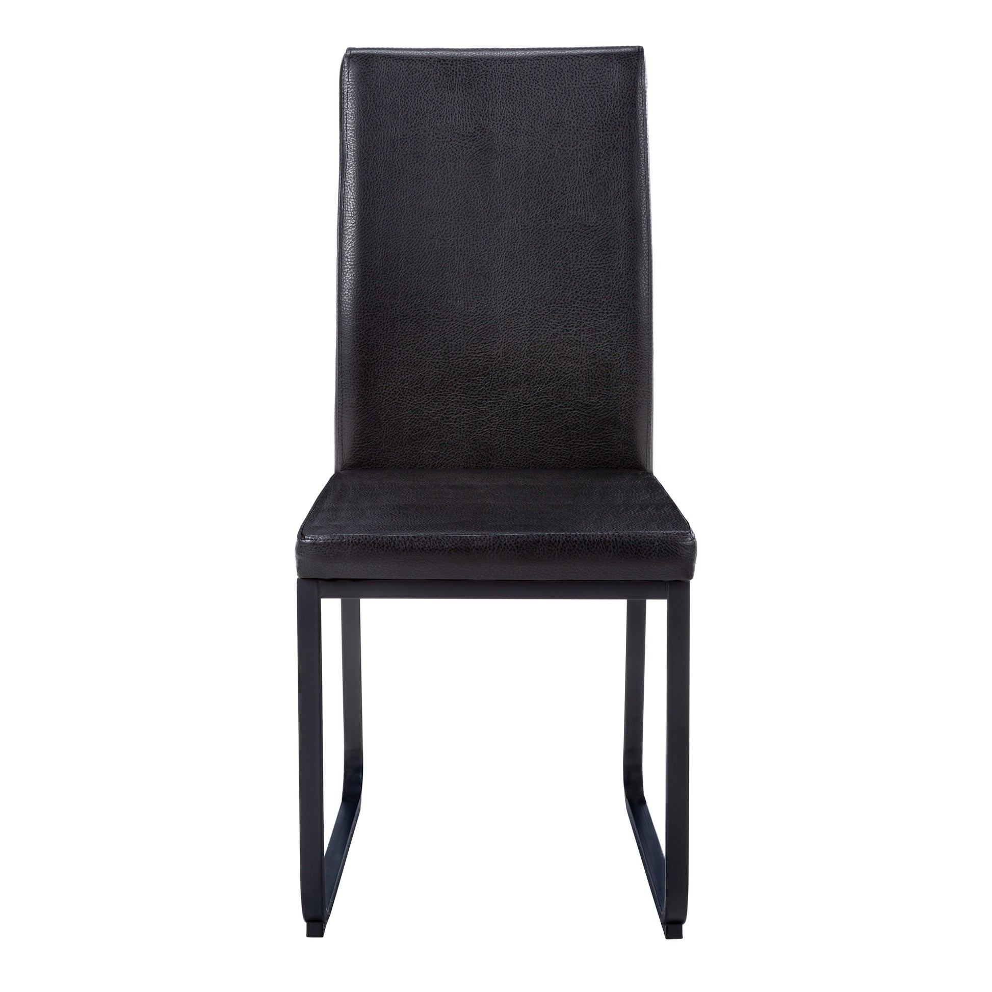 Dining Chair - 2pcs / 38"H / Black Leather-Look / Chrome-Dining Chair-DECOROLALA