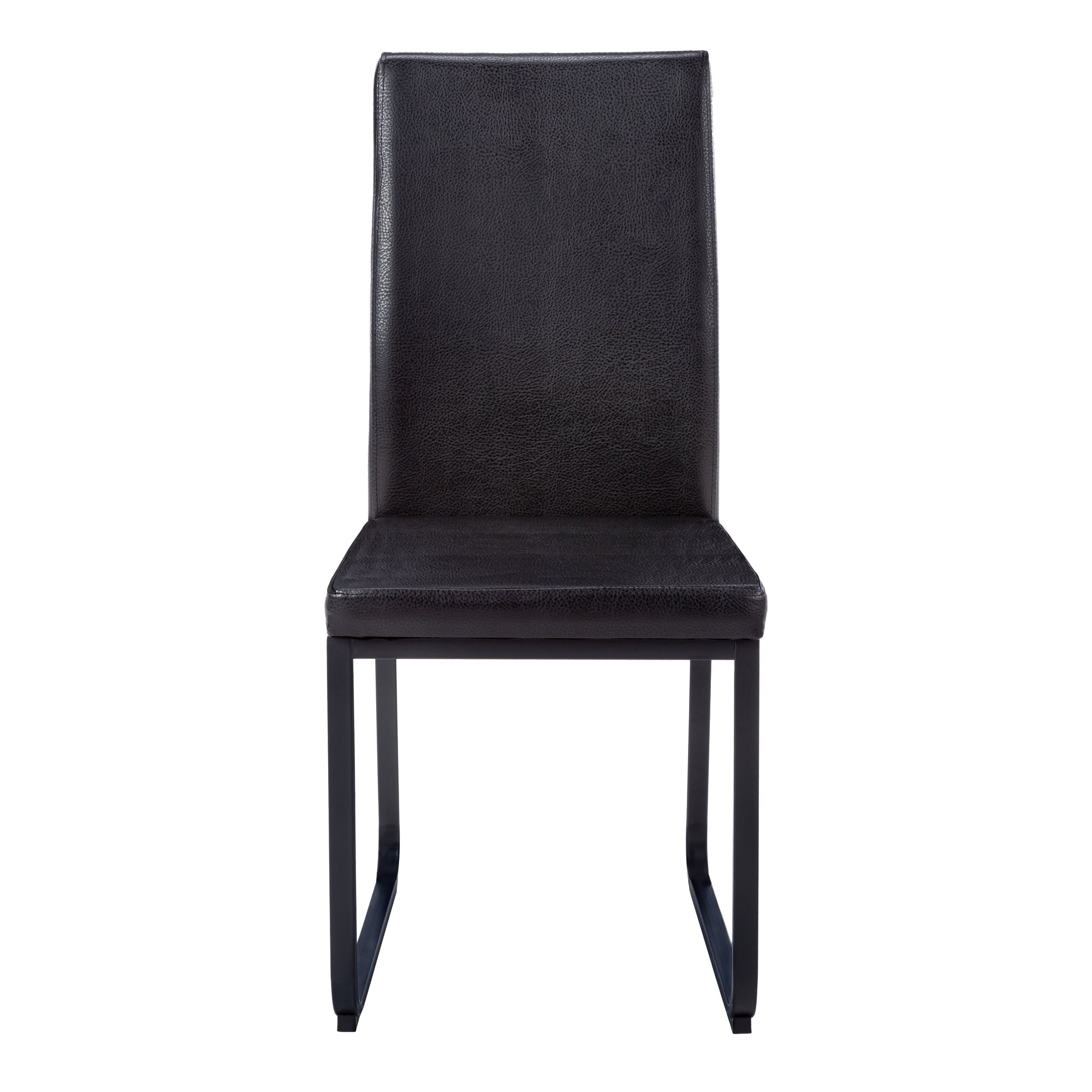 Dining Chair - 2pcs / 38"H / Black Leather-Look / Chrome-Dining Chair-DECOROLALA