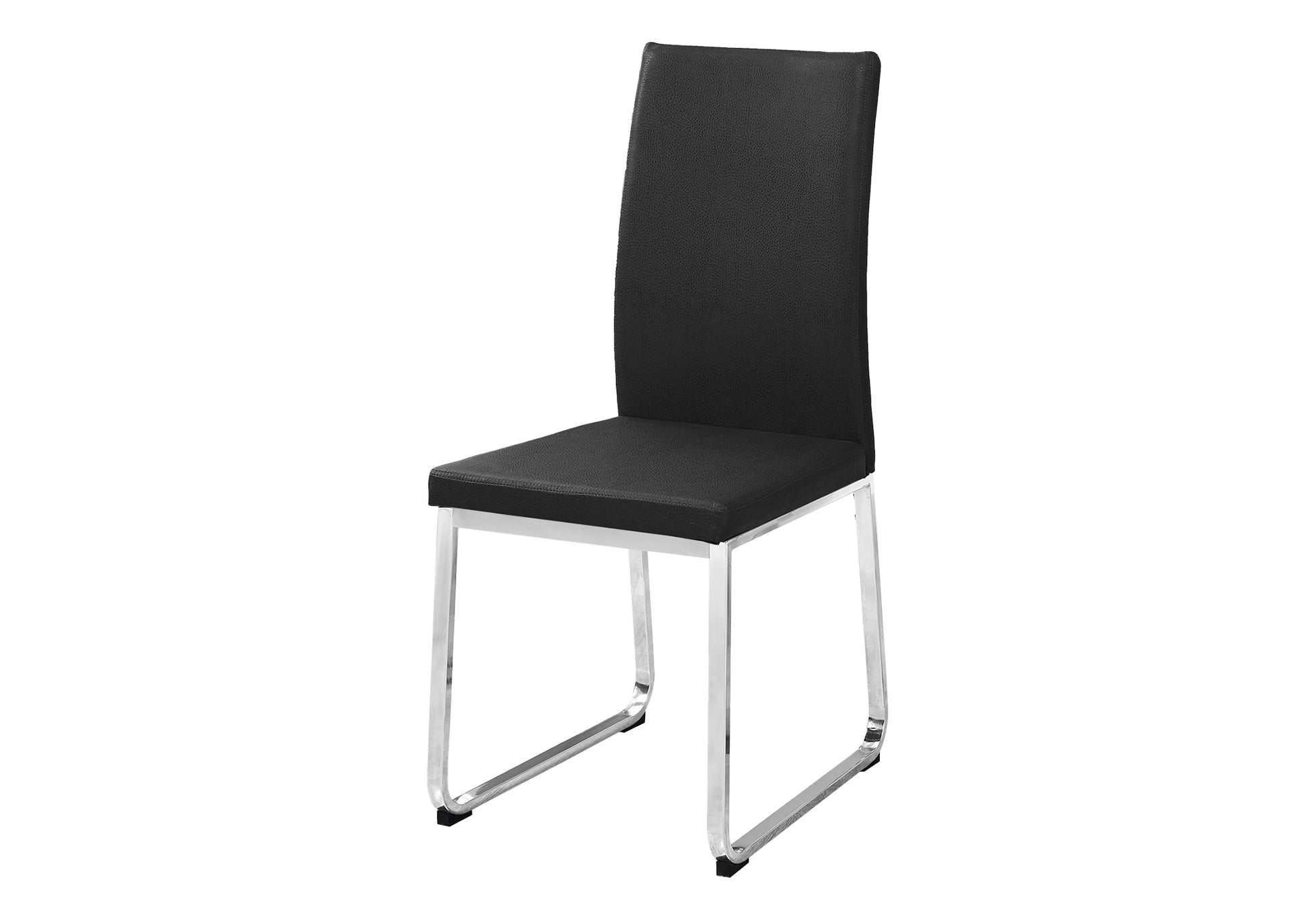 Dining Chair - 2pcs / 38"H / Black Leather-Look / Chrome-Dining Chair-DECOROLALA