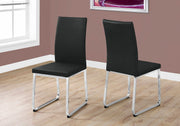 Dining Chair - 2pcs / 38"H / Black Leather-Look / Chrome-Dining Chair-DECOROLALA