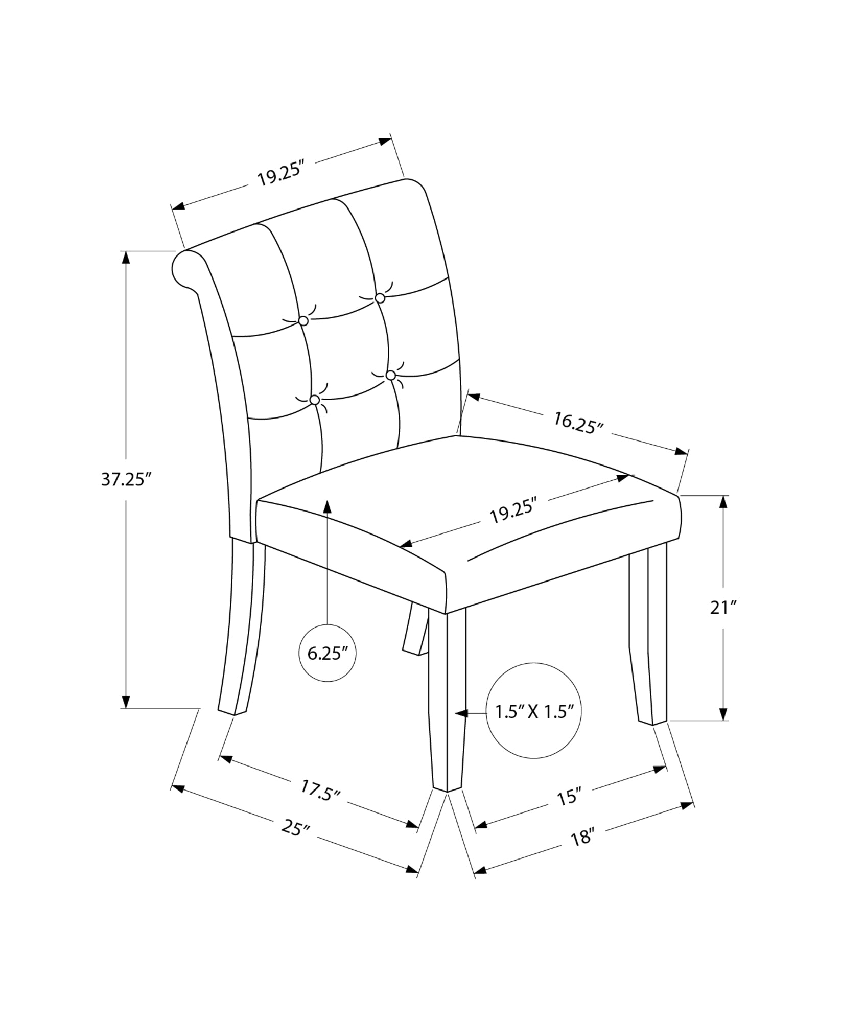 Dining Chair - 2pcs / 38"H Upholstered Grey Fabric-Dining Chair-DECOROLALA
