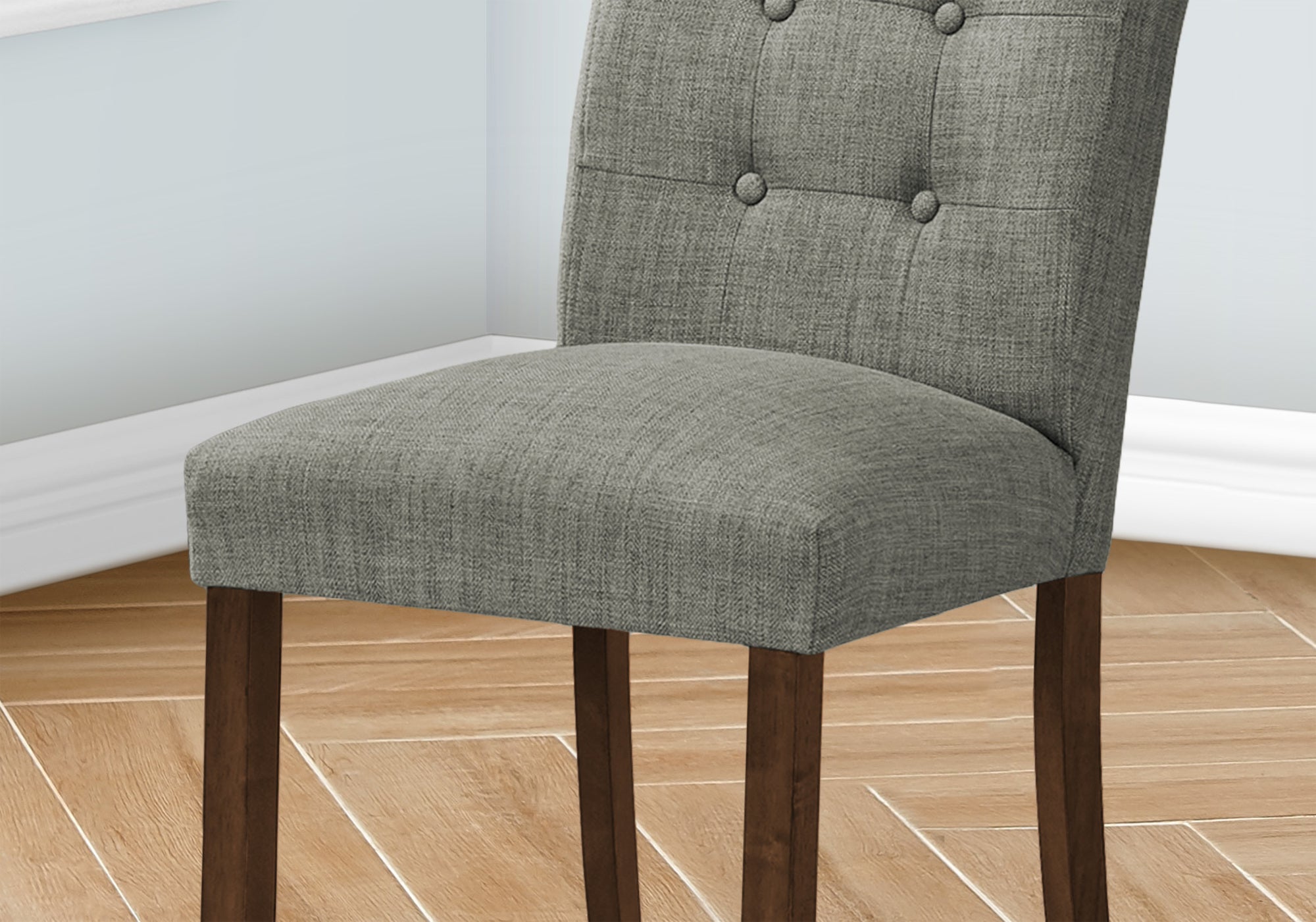 Dining Chair - 2pcs / 38"H Upholstered Grey Fabric-Dining Chair-DECOROLALA