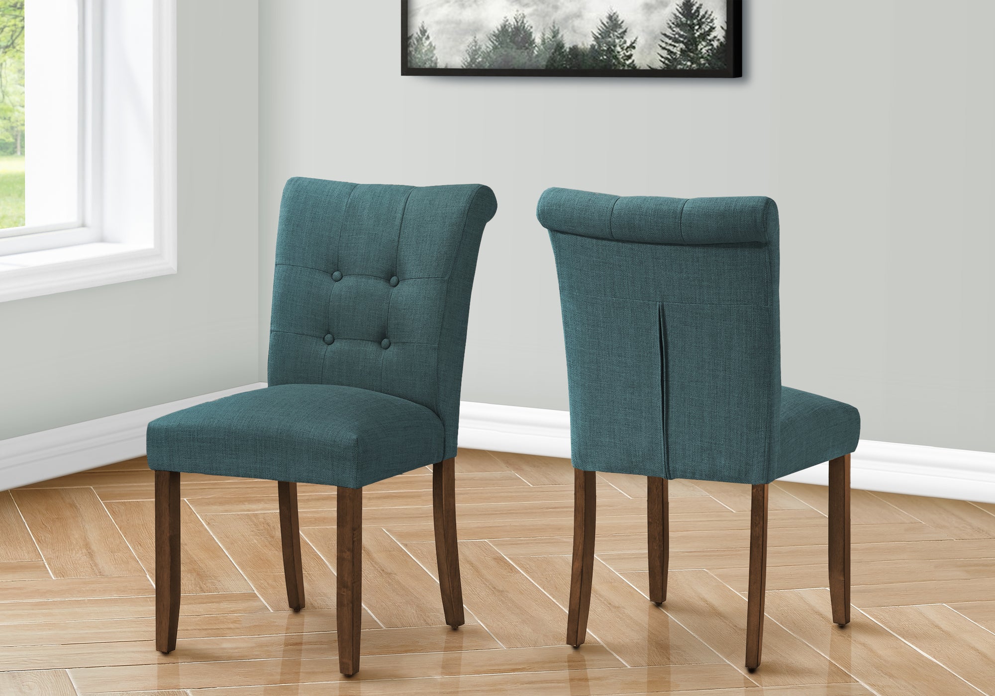 Dining Chair Set 2-Piece 38"H Upholstered Grey-Dining Chair-DECOROLALA
