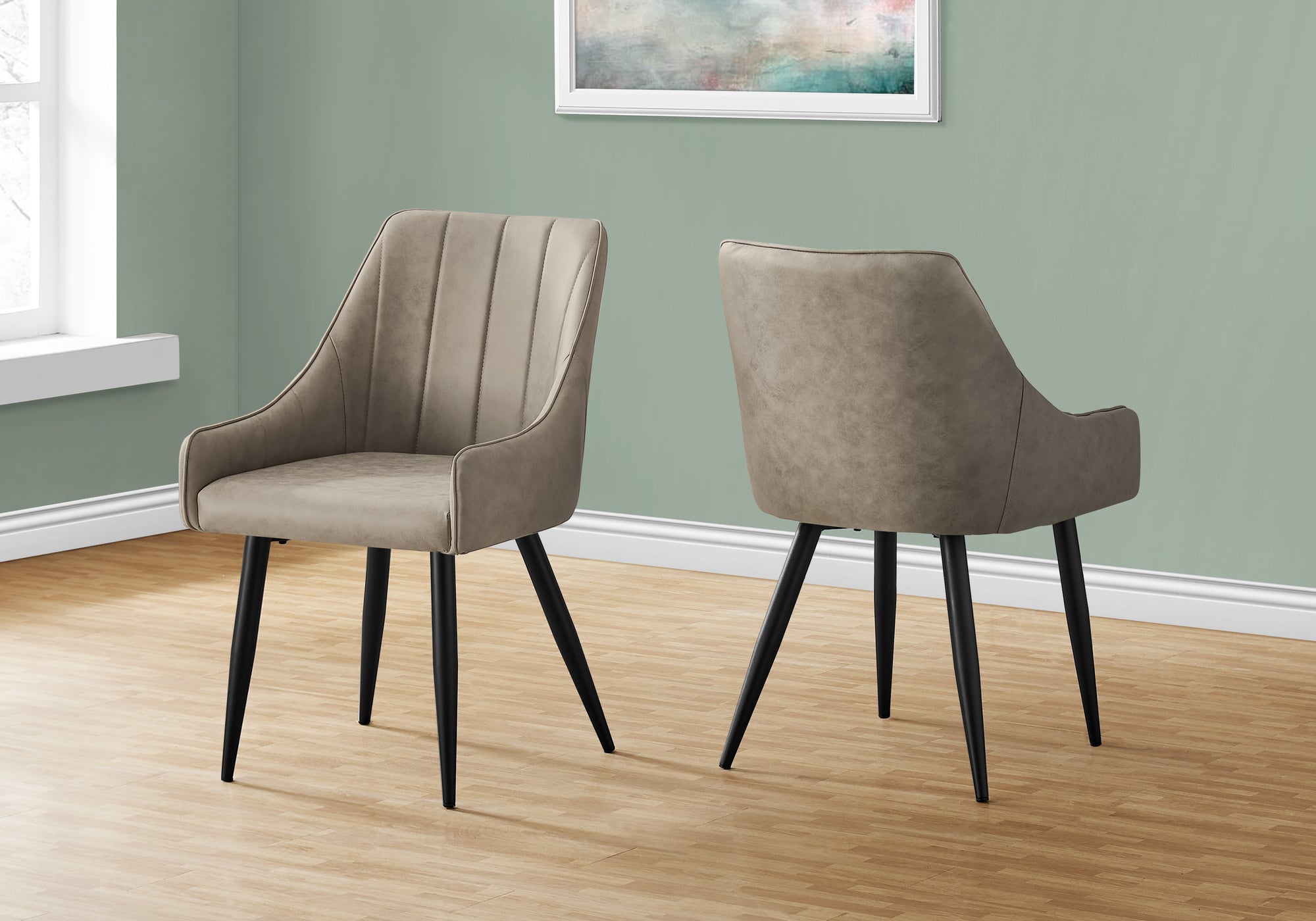 Dining Chair Set 2-Piece Black Leather-Look 33"H-Dining Chair-DECOROLALA