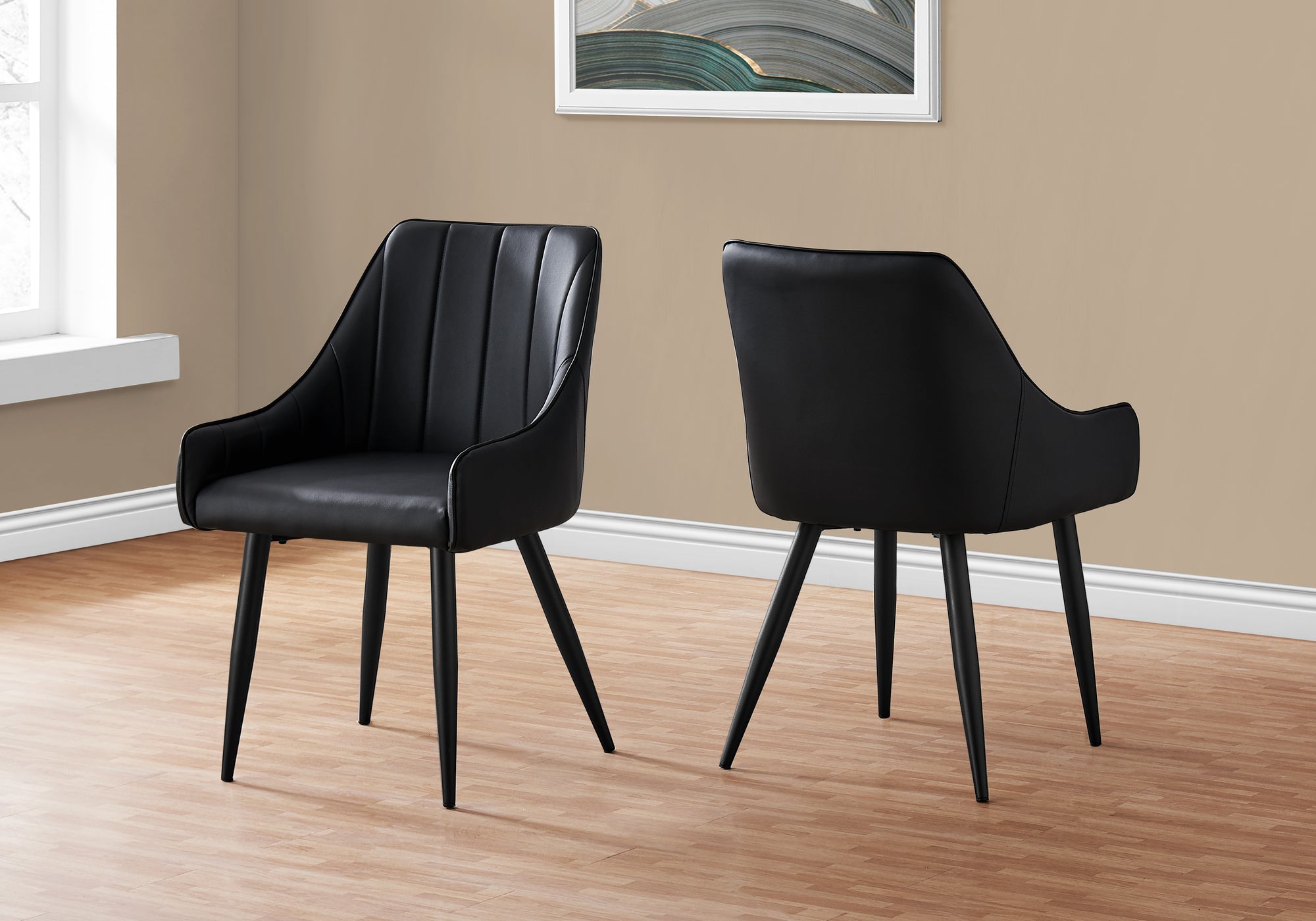 Dining Chair Set 2-Piece Black Leather-Look 33"H-Dining Chair-DECOROLALA