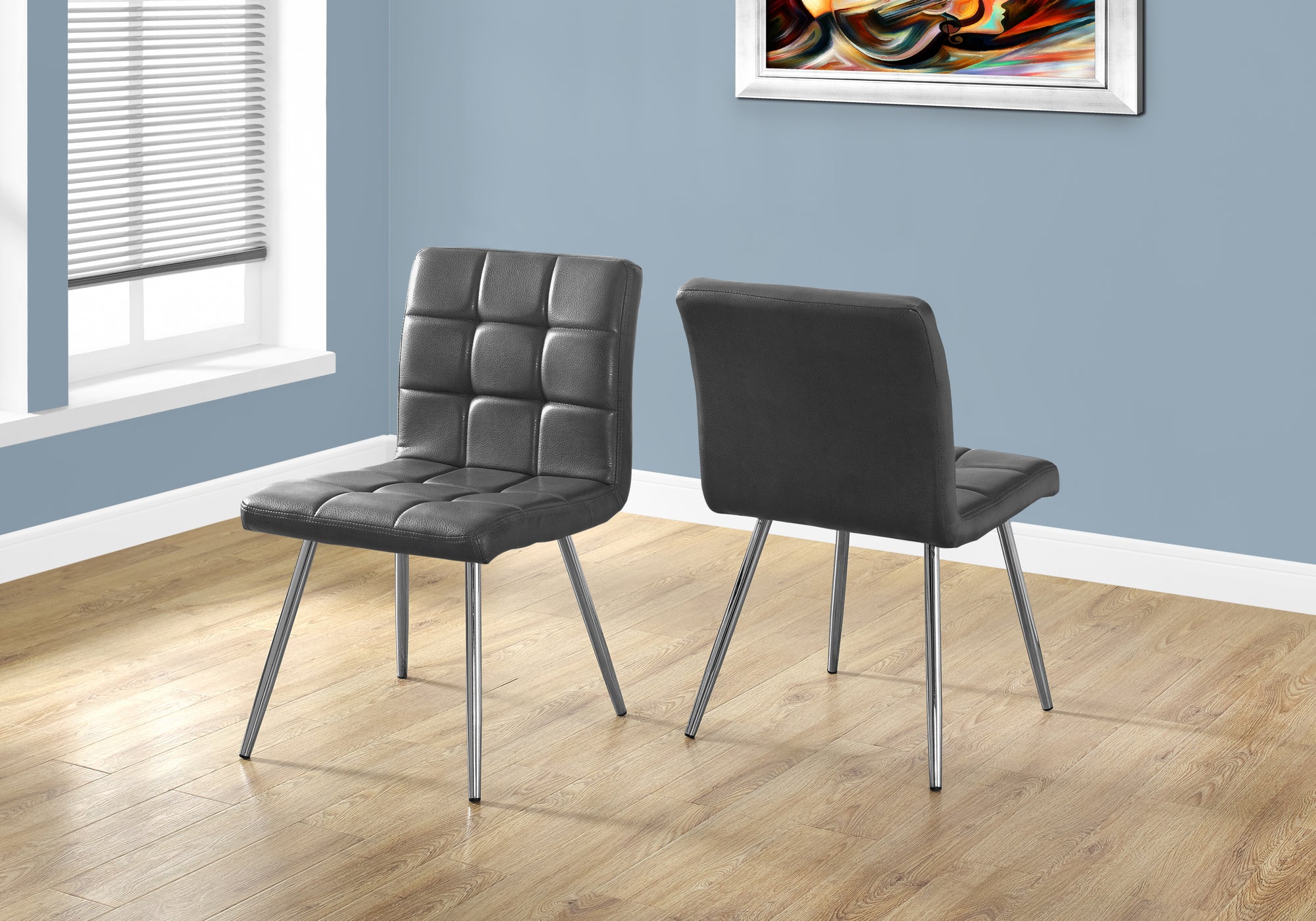 Dining Chair Set 2pc White Faux Leather Chrome 32"H-Dining Chair-DECOROLALA