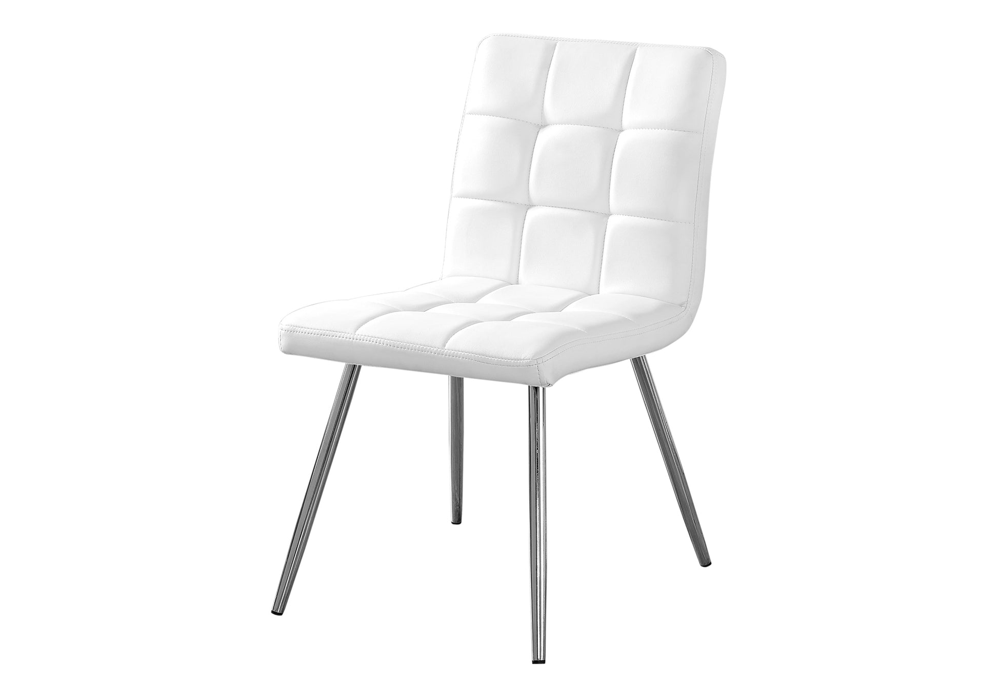 Dining Chair Set 2pc White Faux Leather Chrome 32"H-Dining Chair-DECOROLALA