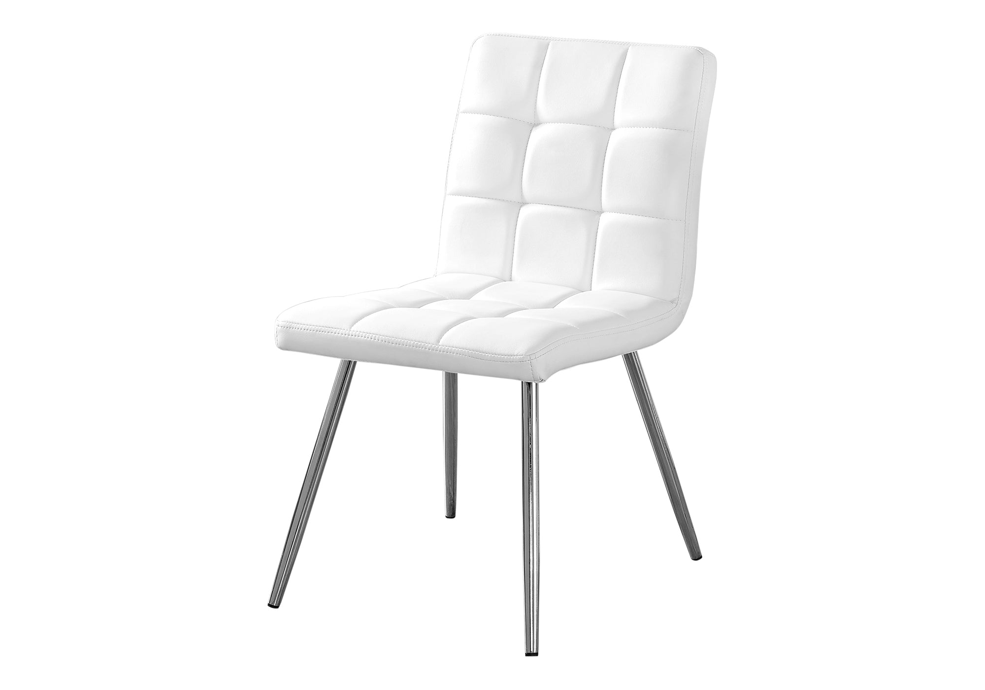 Dining Chair Set 2pc White Faux Leather Chrome 32"H-Dining Chair-DECOROLALA