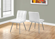 Dining Chair Set 2pc White Faux Leather Chrome 32"H-Dining Chair-DECOROLALA