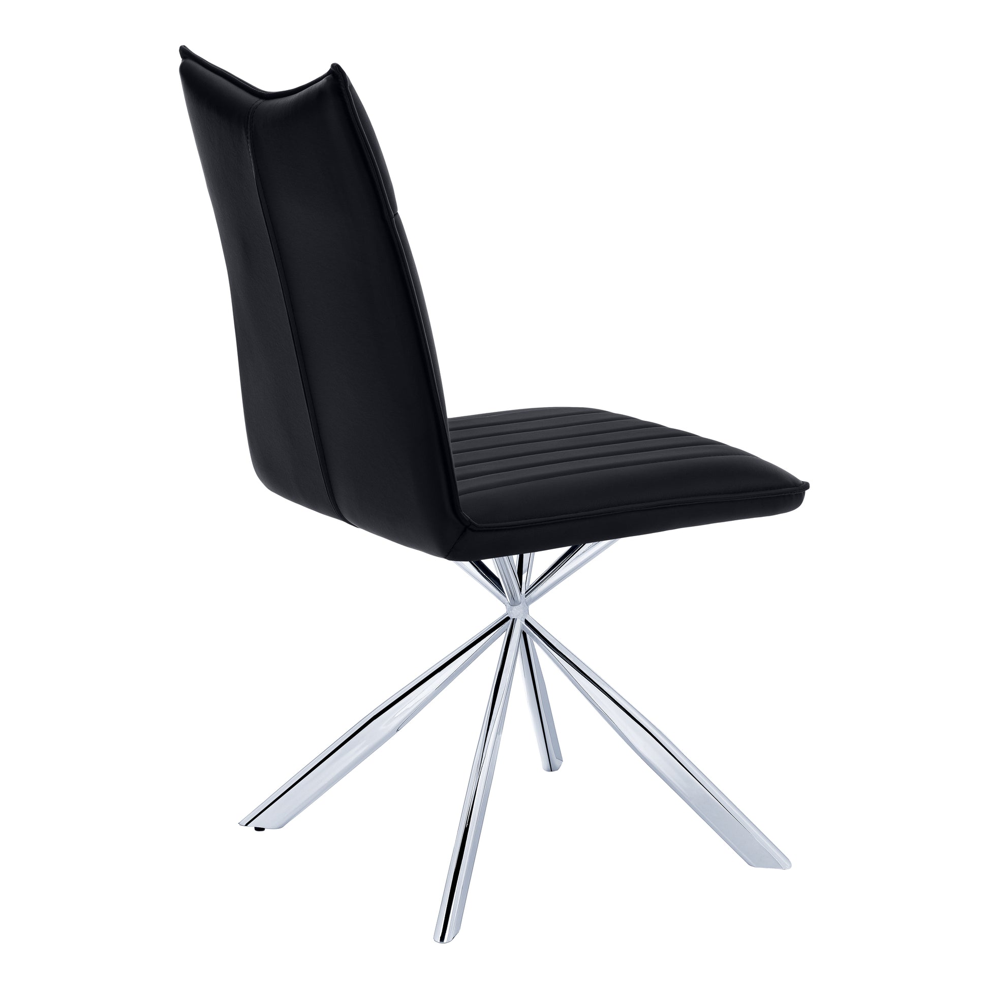 Dining Chair Set 2pcs 36"H Black Leather Chrome-Dining Chair-DECOROLALA