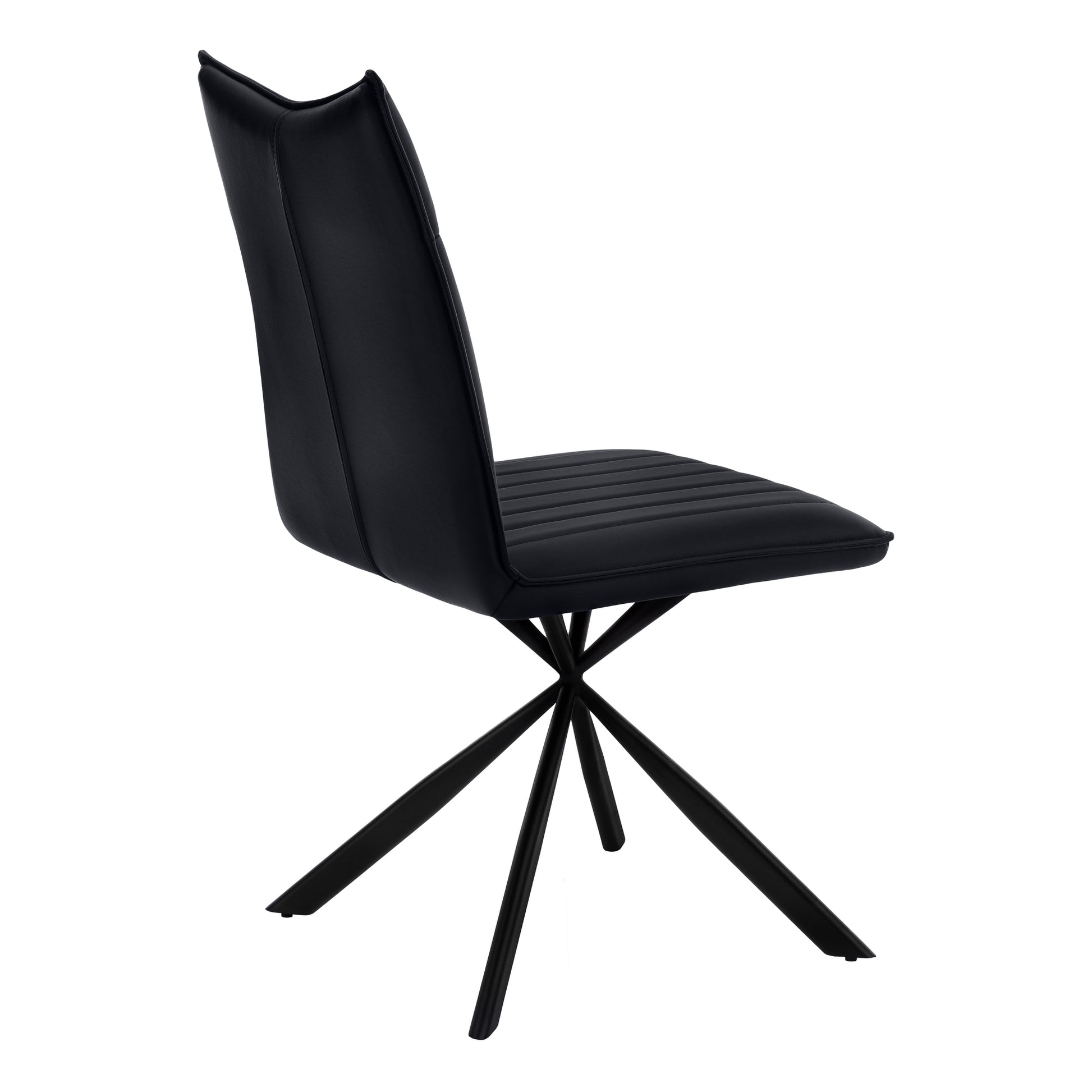 Dining Chair Set 2pcs 36"H Black Leather Chrome-Dining Chair-DECOROLALA