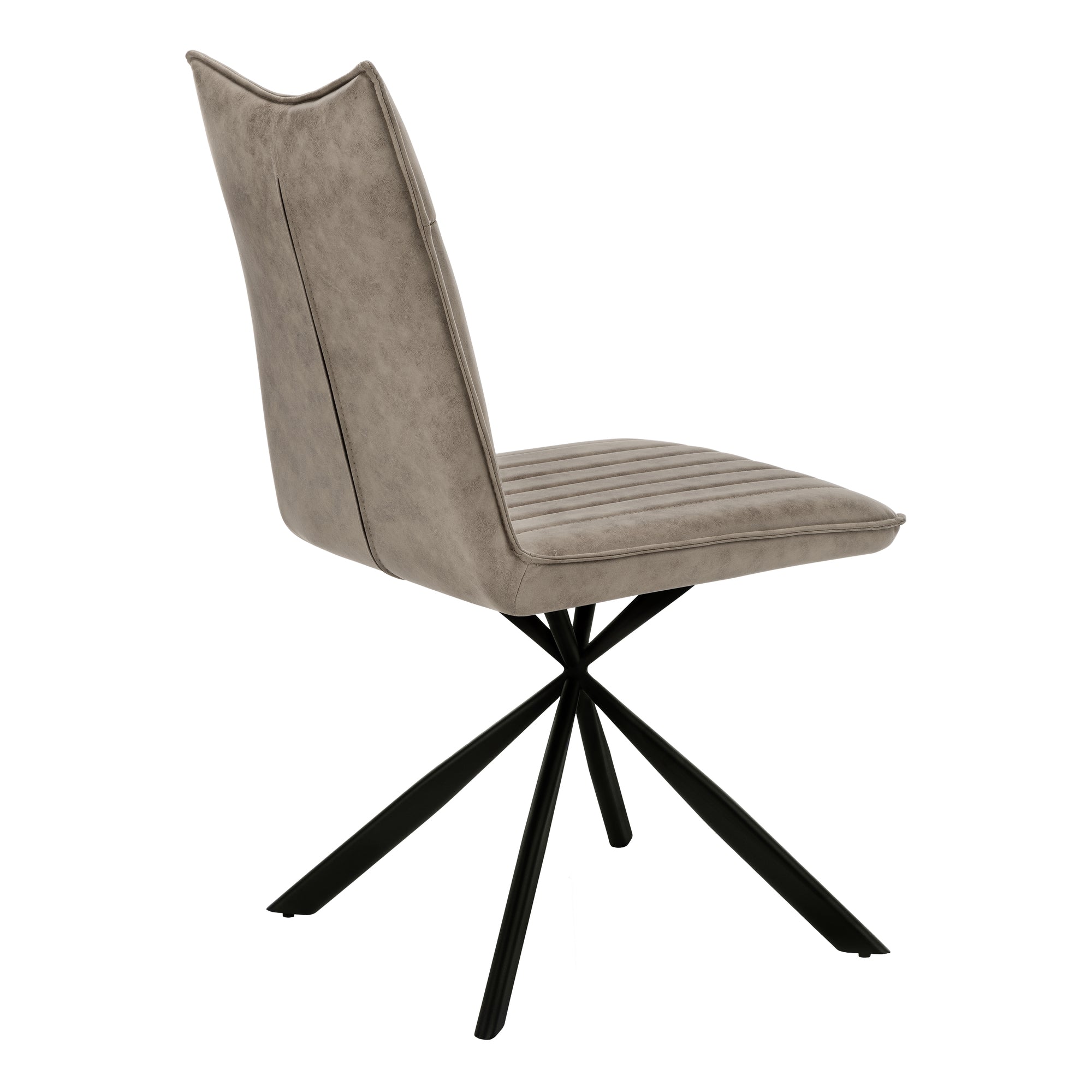 Dining Chair Set 2pcs 36"H Black Leather Chrome-Dining Chair-DECOROLALA