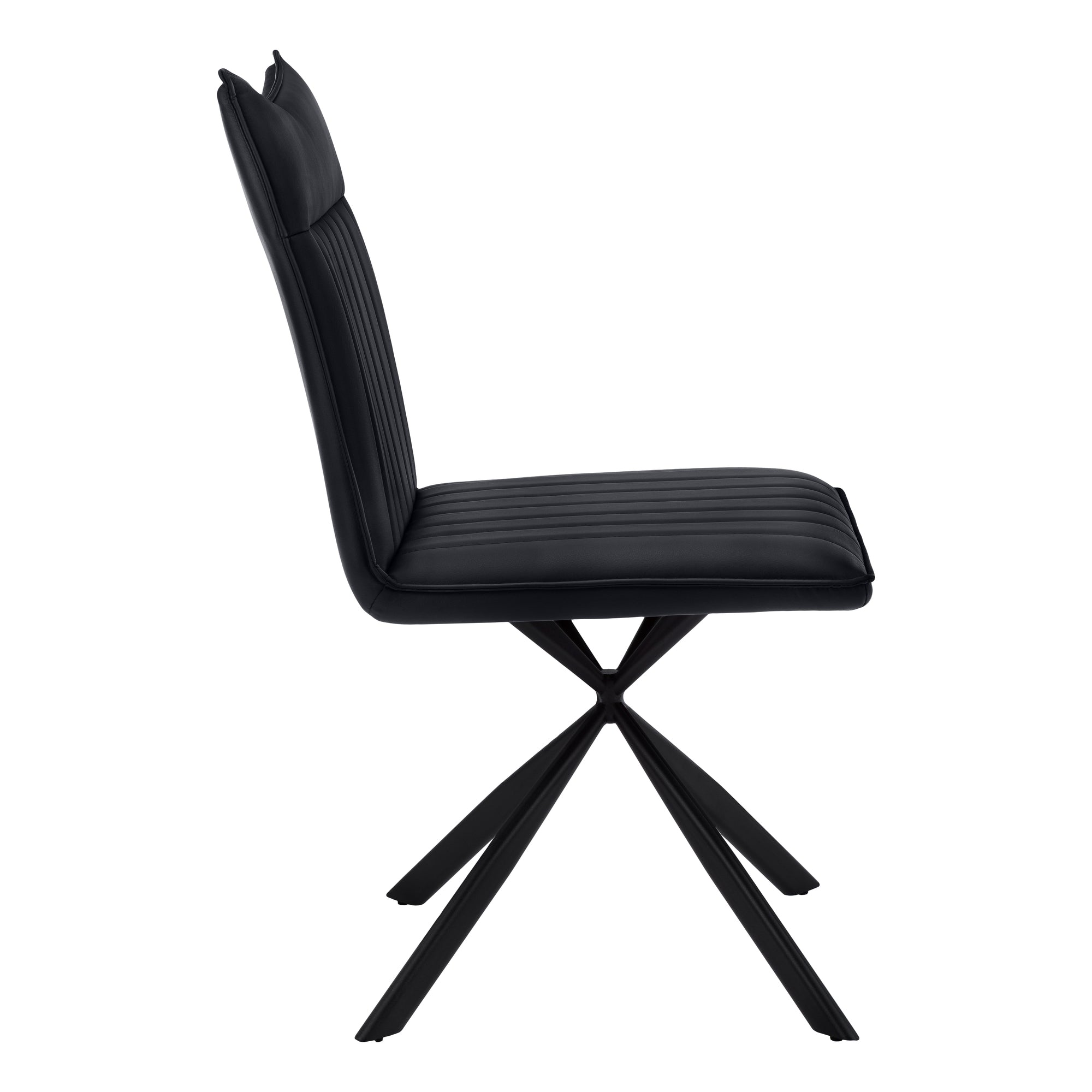Dining Chair Set 2pcs 36"H Black Leather Chrome-Dining Chair-DECOROLALA