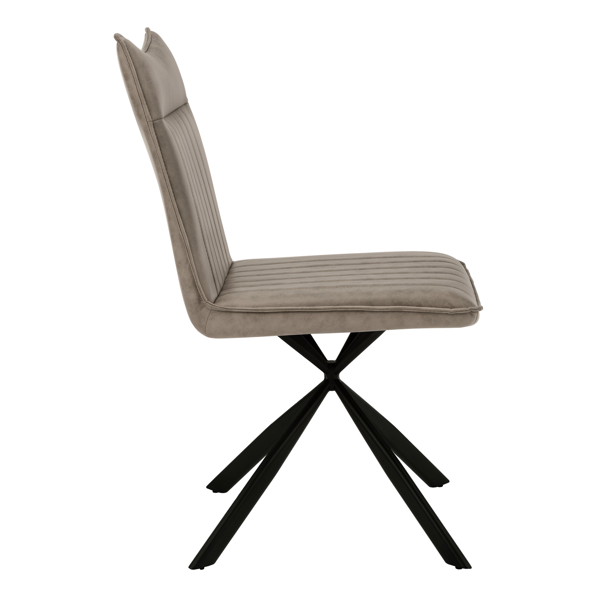 Dining Chair Set 2pcs 36"H Black Leather Chrome-Dining Chair-DECOROLALA