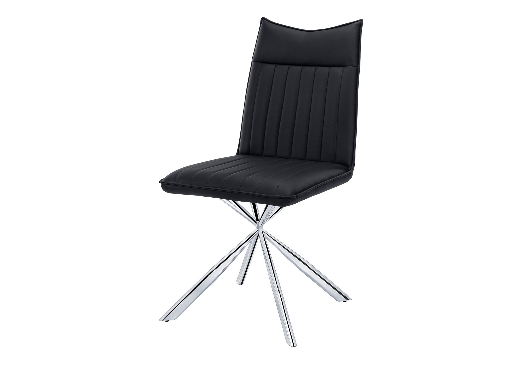 Dining Chair Set 2pcs 36"H Black Leather Chrome-Dining Chair-DECOROLALA