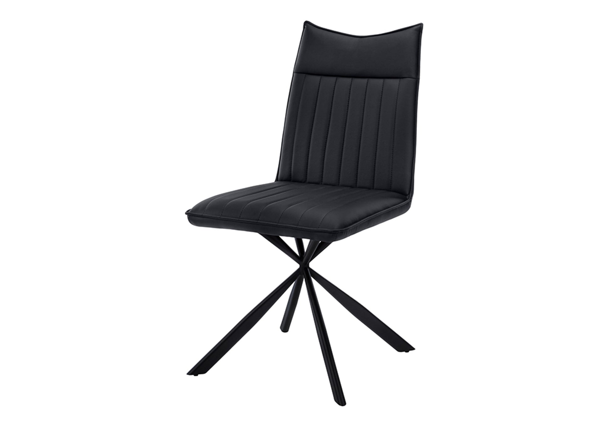 Dining Chair Set 2pcs 36"H Black Leather Chrome-Dining Chair-DECOROLALA