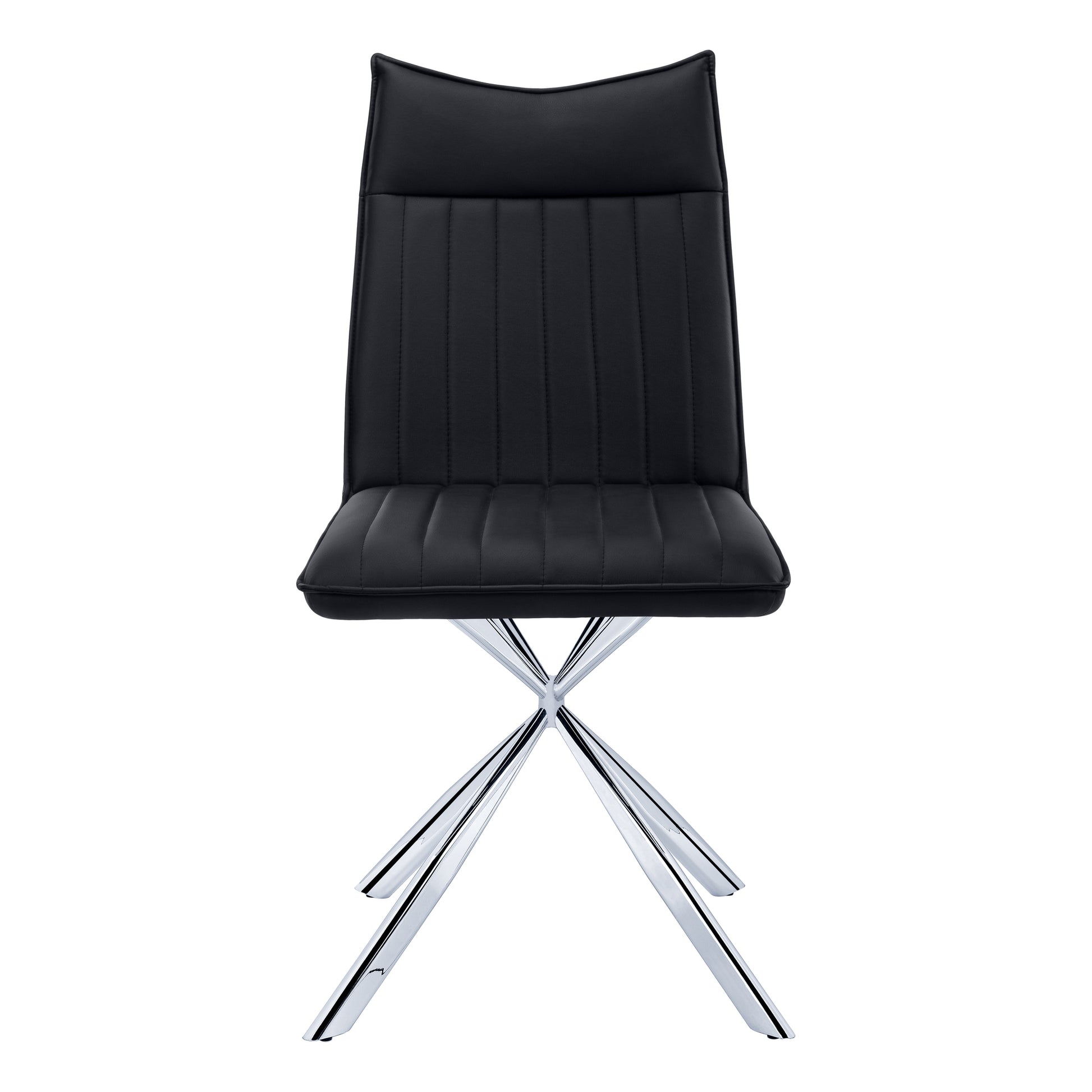 Dining Chair Set 2pcs 36"H Black Leather Chrome-Dining Chair-DECOROLALA